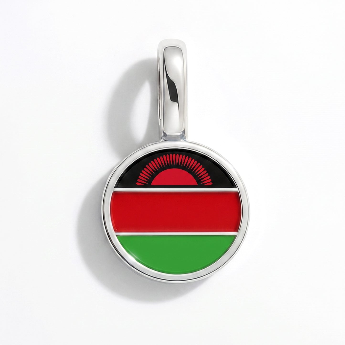 Flag charm Malawi – round silver