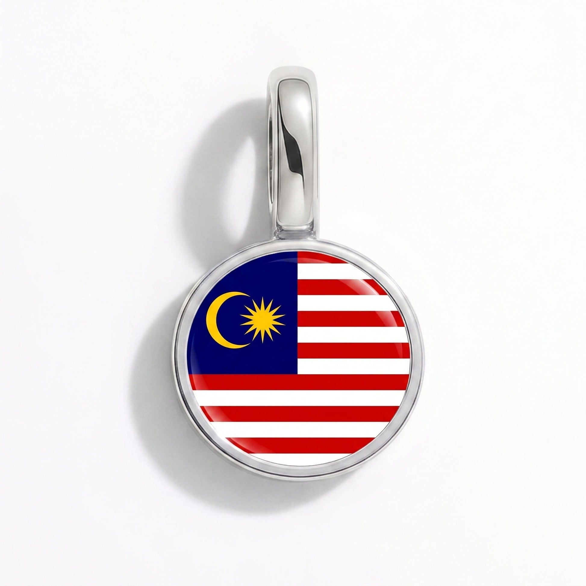 Flag charm Malaysia – rectangular silver