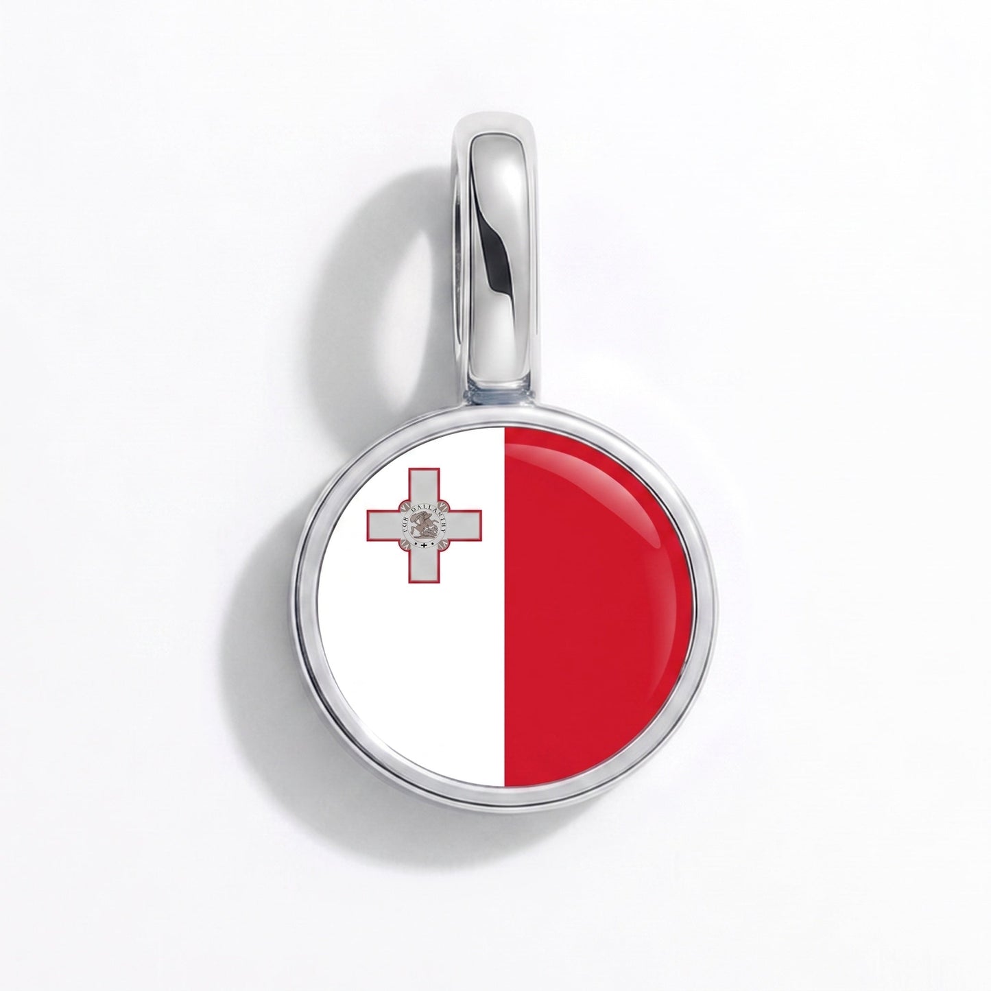 Flag charm Malta – rectangular silver