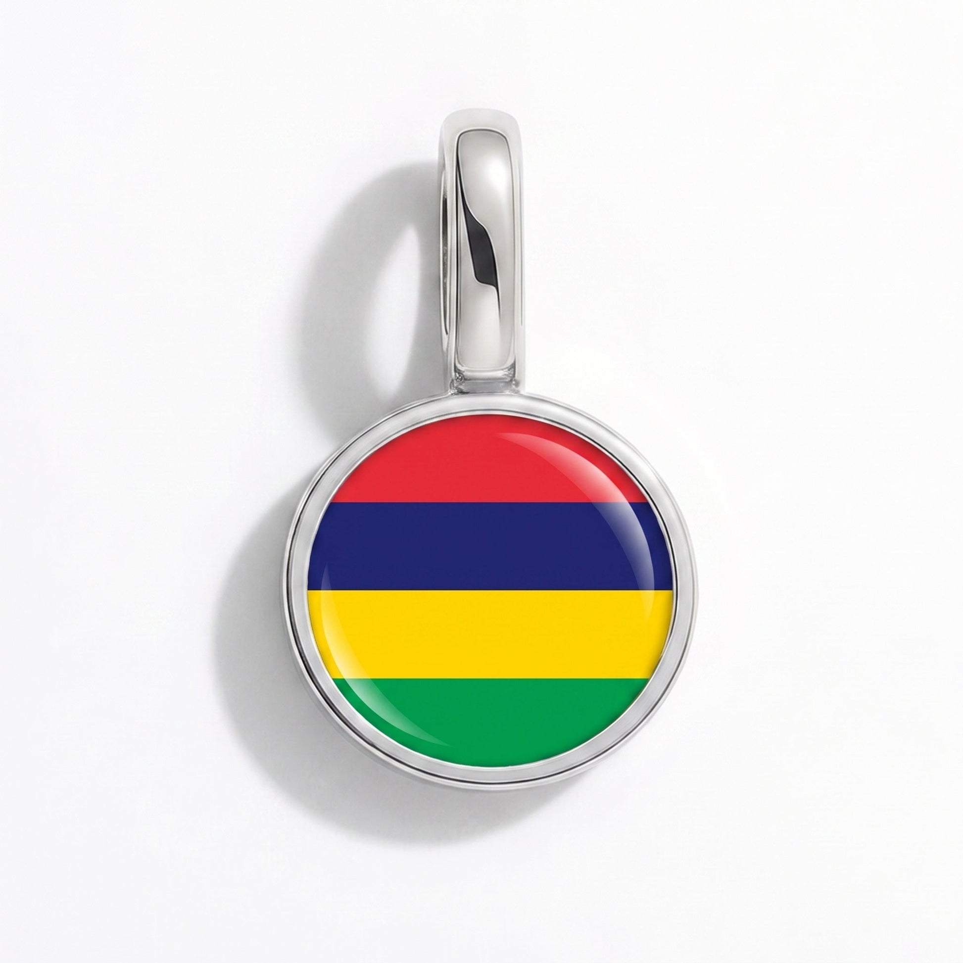 Flag charm Mauritius – rectangular silver