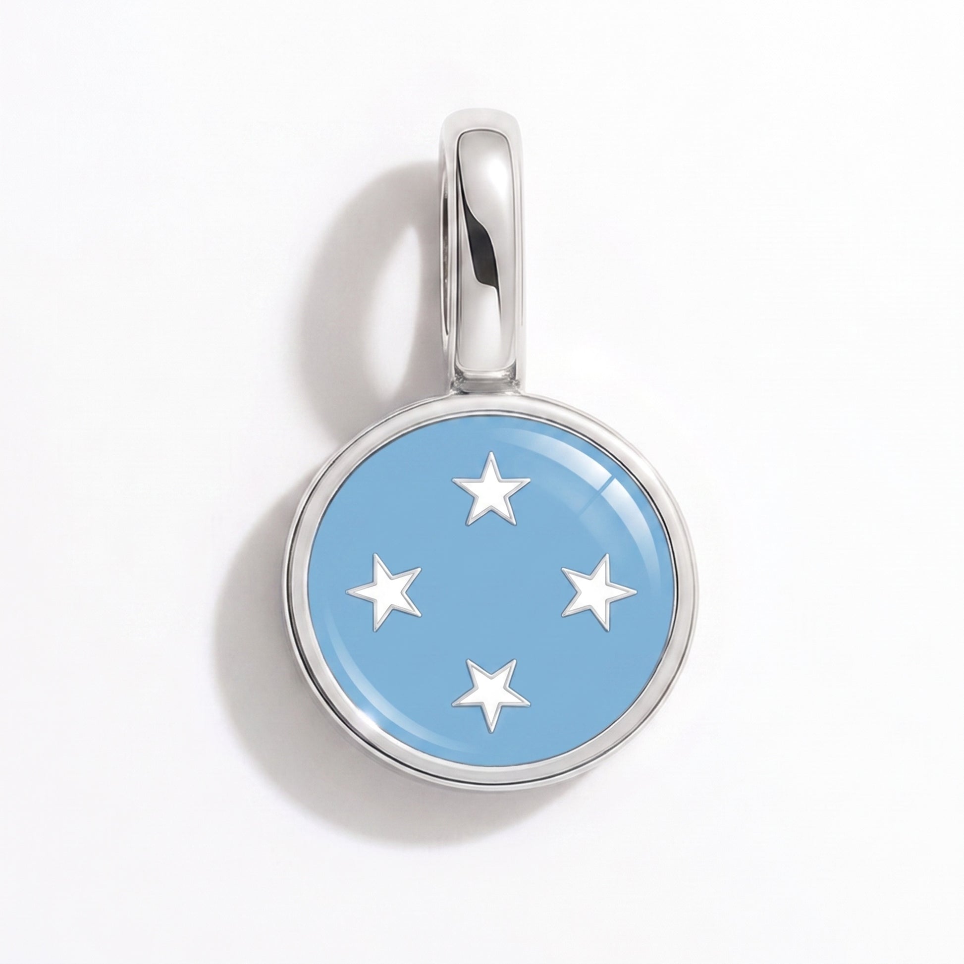 Flag charm Micronesia – round silver