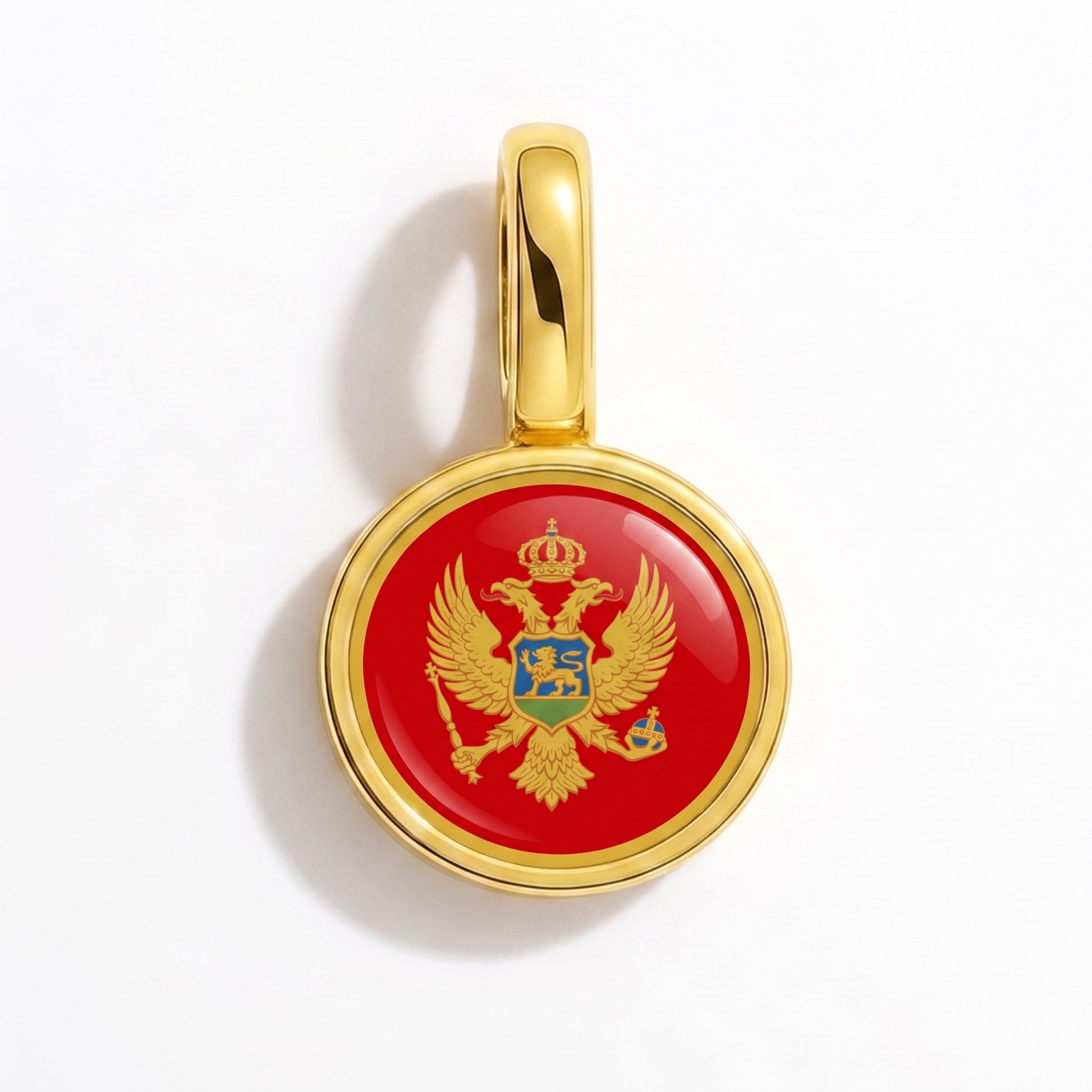 Flag charm Montenegro – round gold