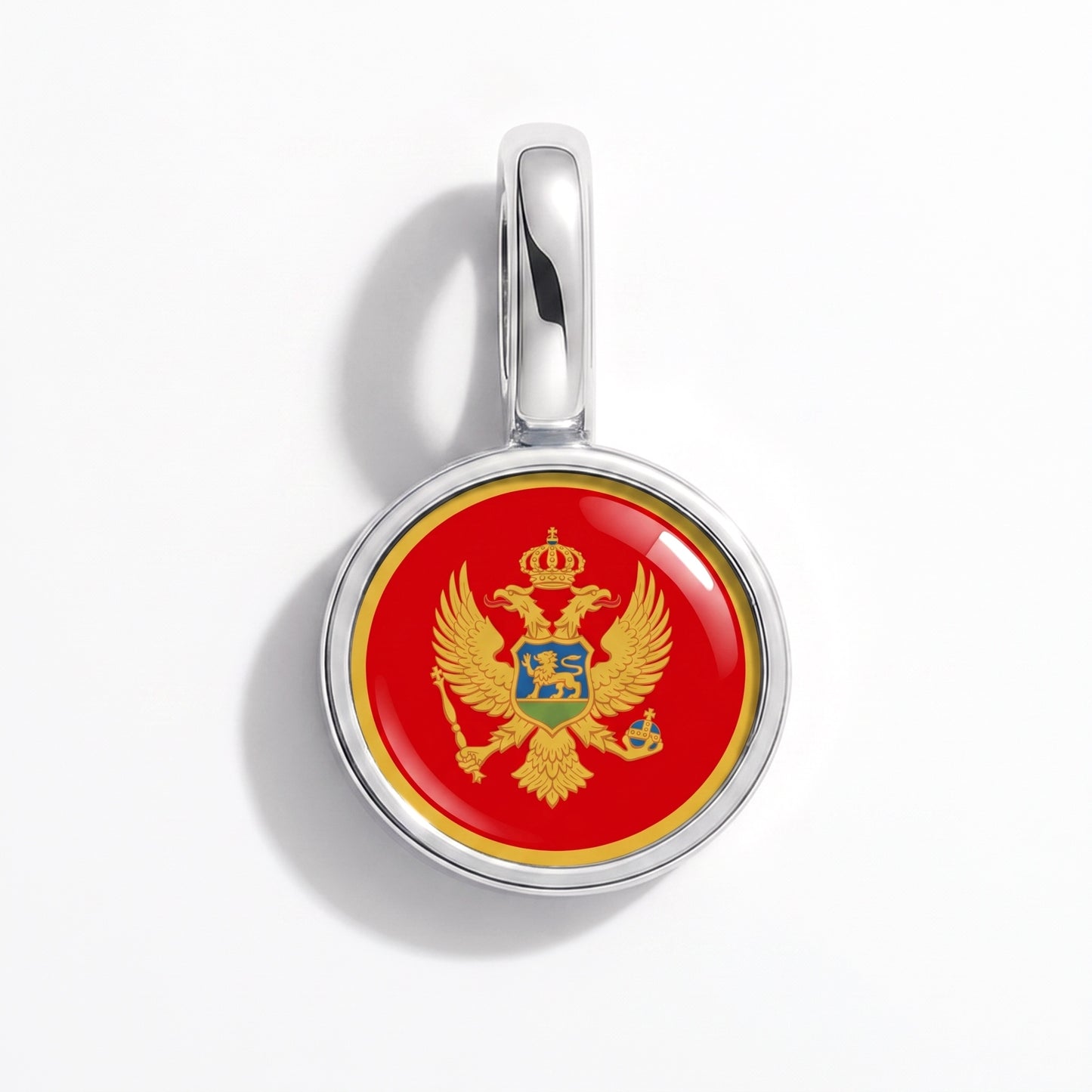 Flag charm Montenegro – round silver