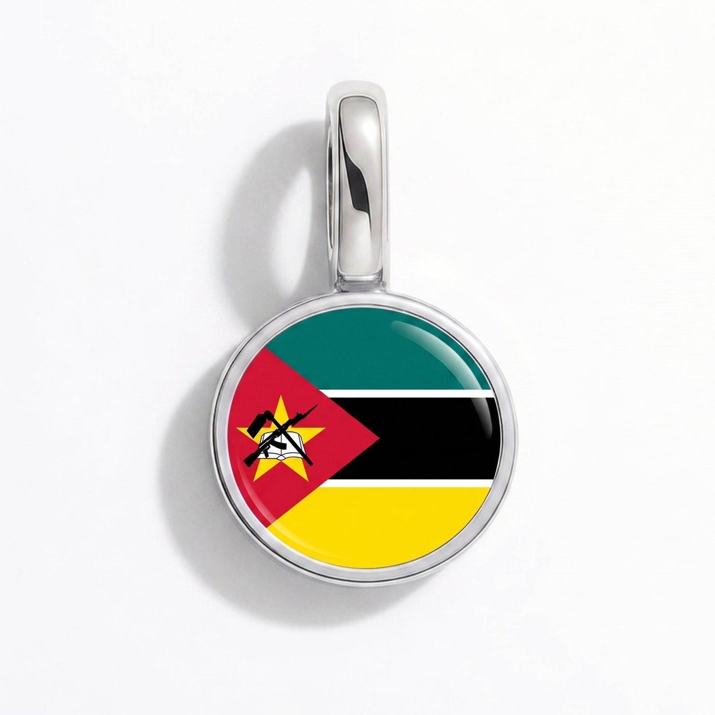 Flag charm Mozambique – rectangular silver
