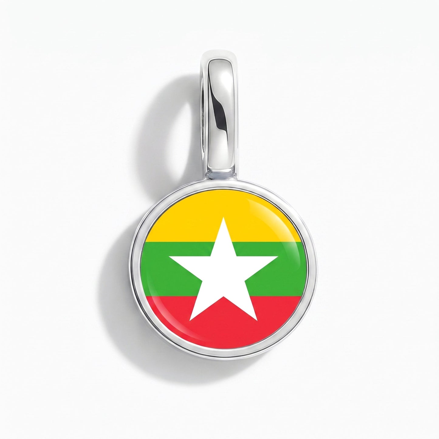 Flag charm Myanmar – rectangular silver