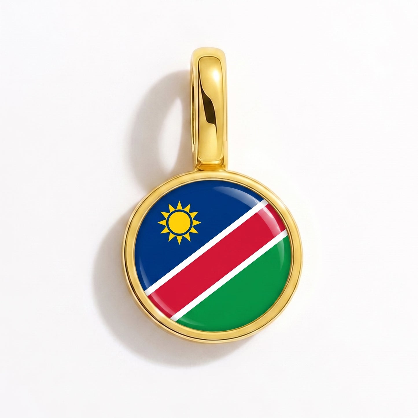 Flag charm Namibia – round gold