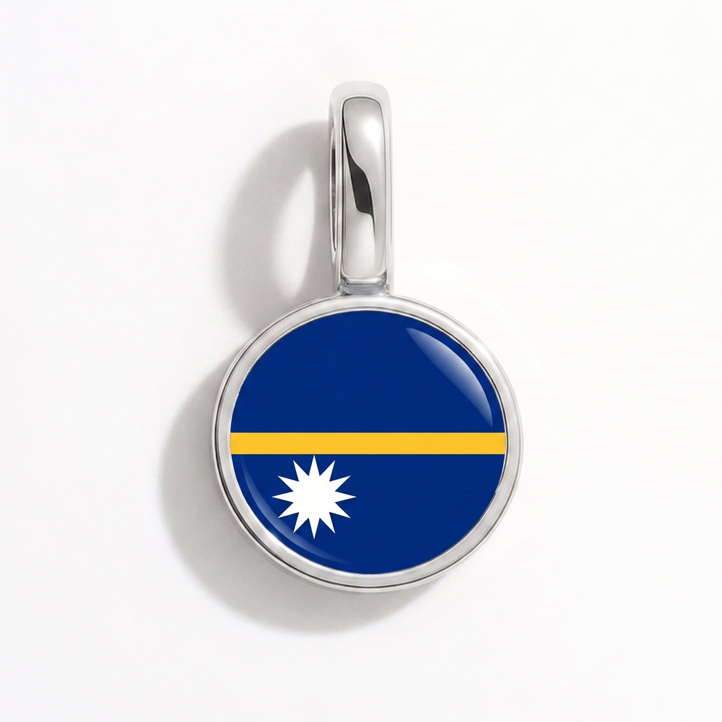 Flag charm Nauru – rectangular silver