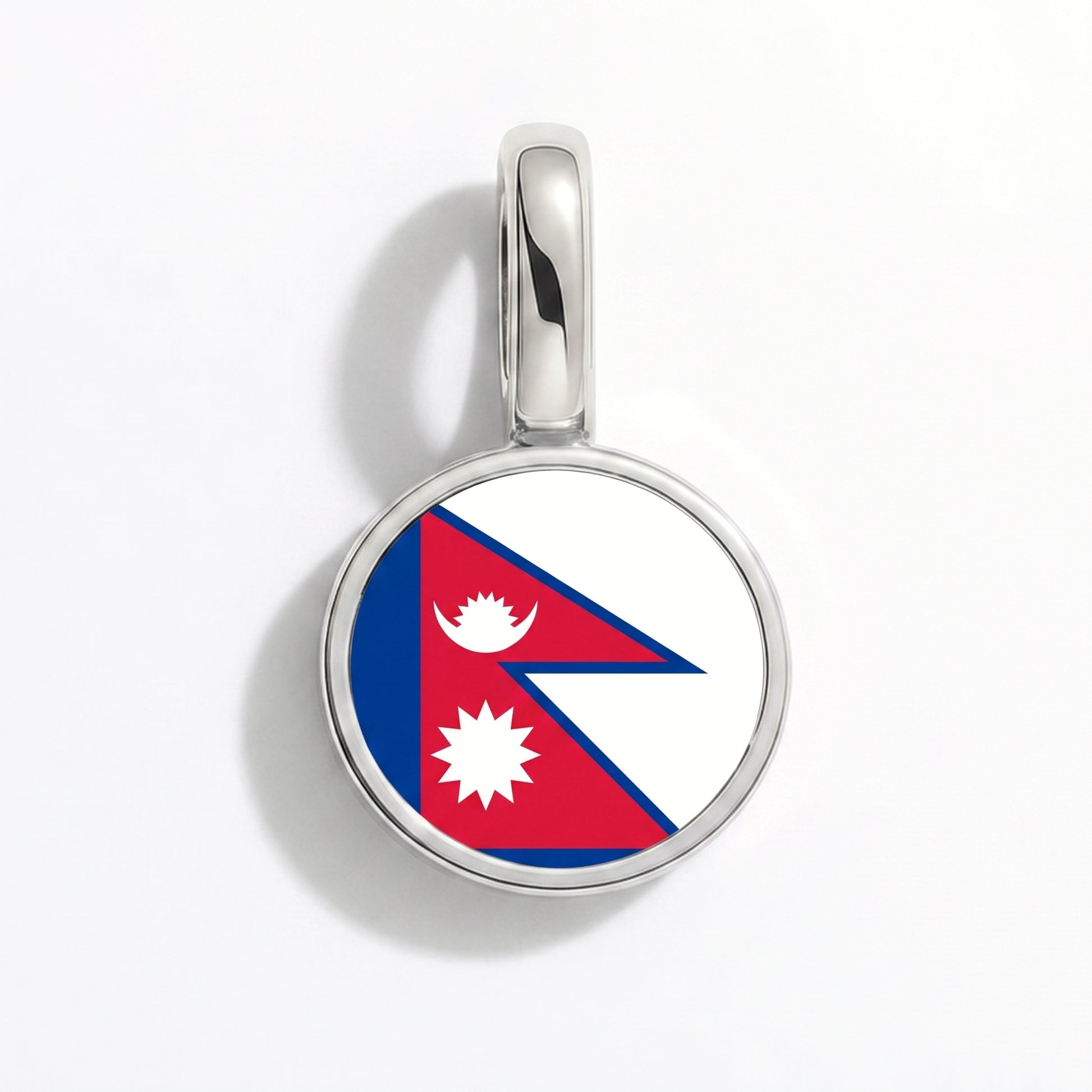 Flag charm Nepal – round silver