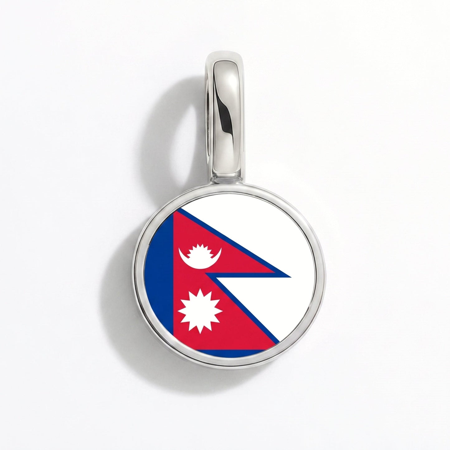 Flag charm Nepal – rectangular silver
