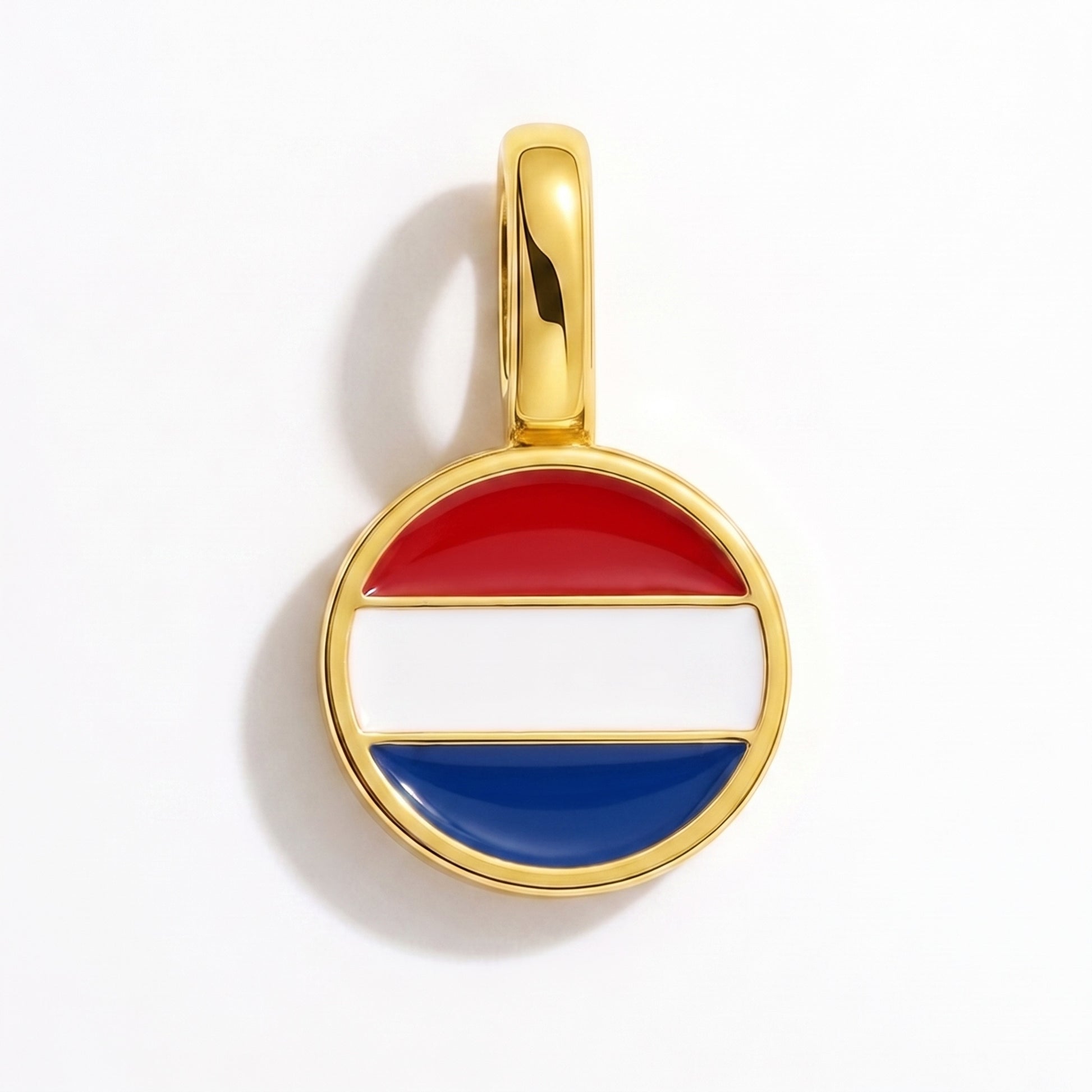 Flag charm Netherlands – round gold