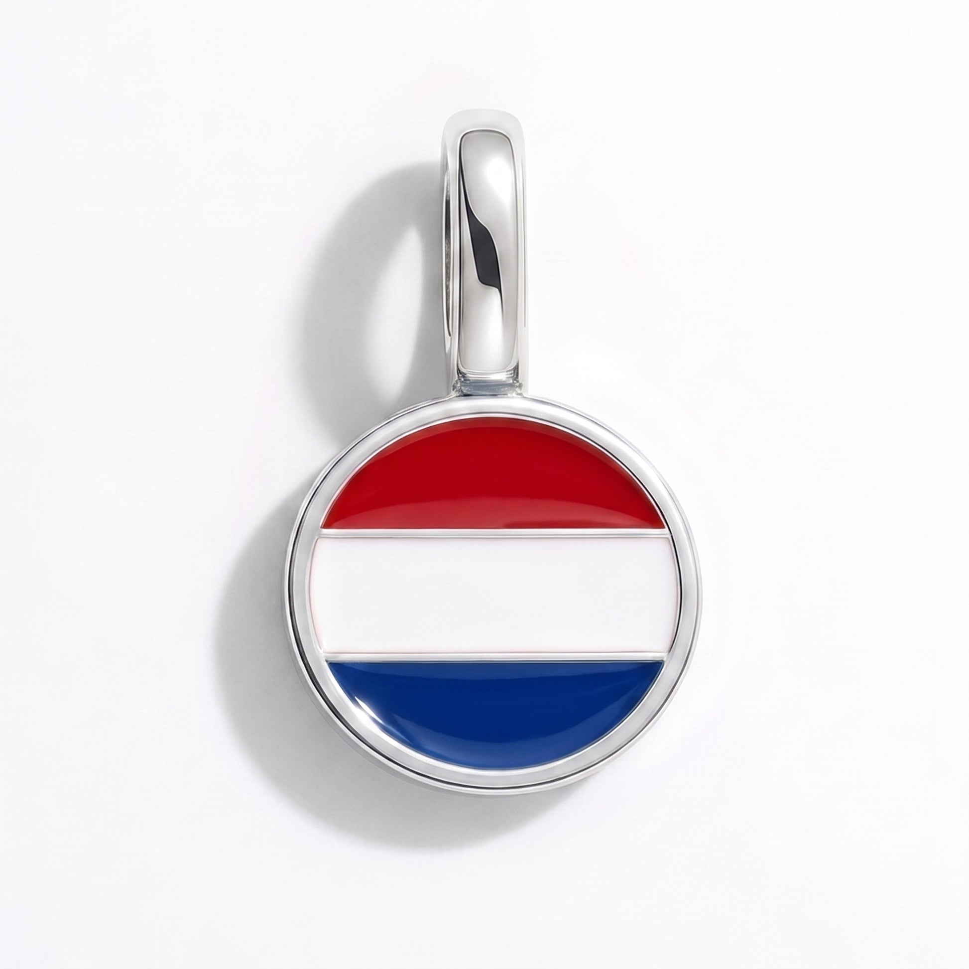 Flag charm Netherlands – round silver