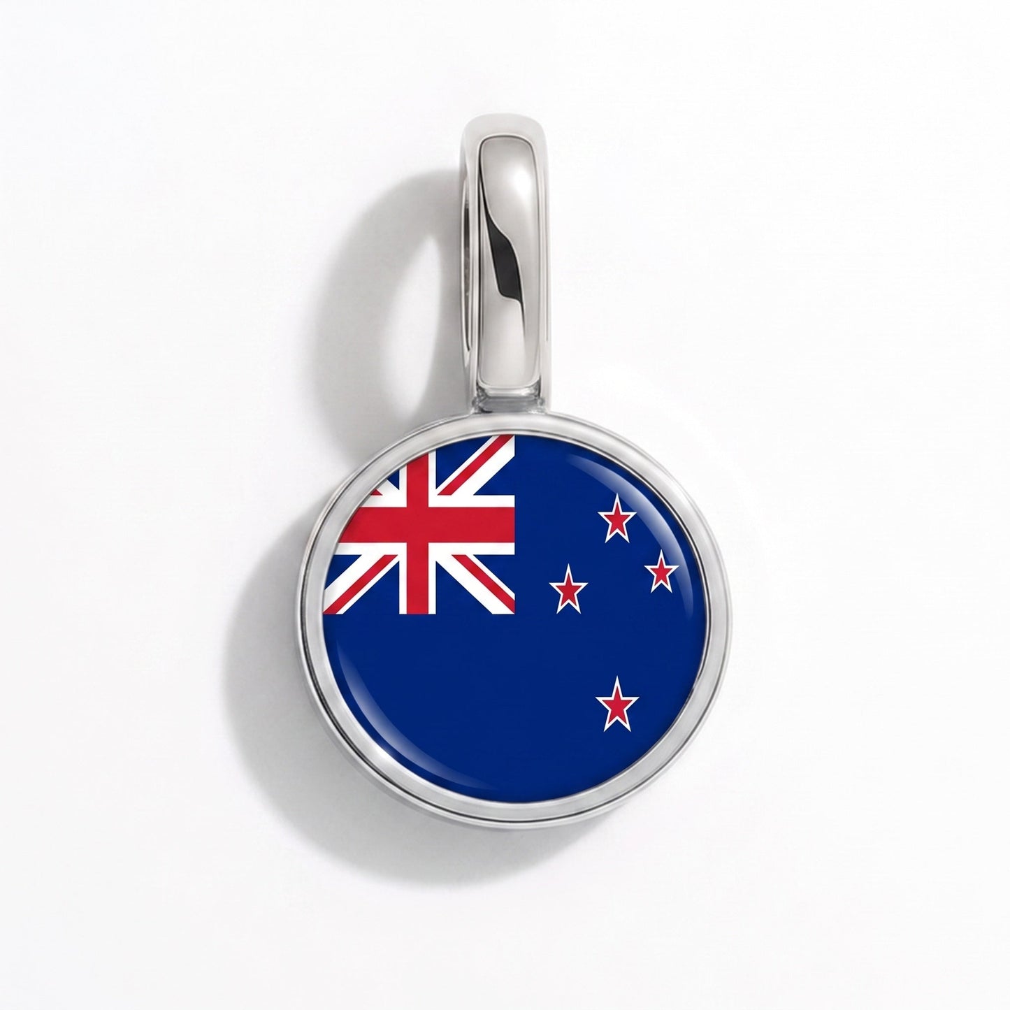 Flag charm New Zealand – rectangular silver