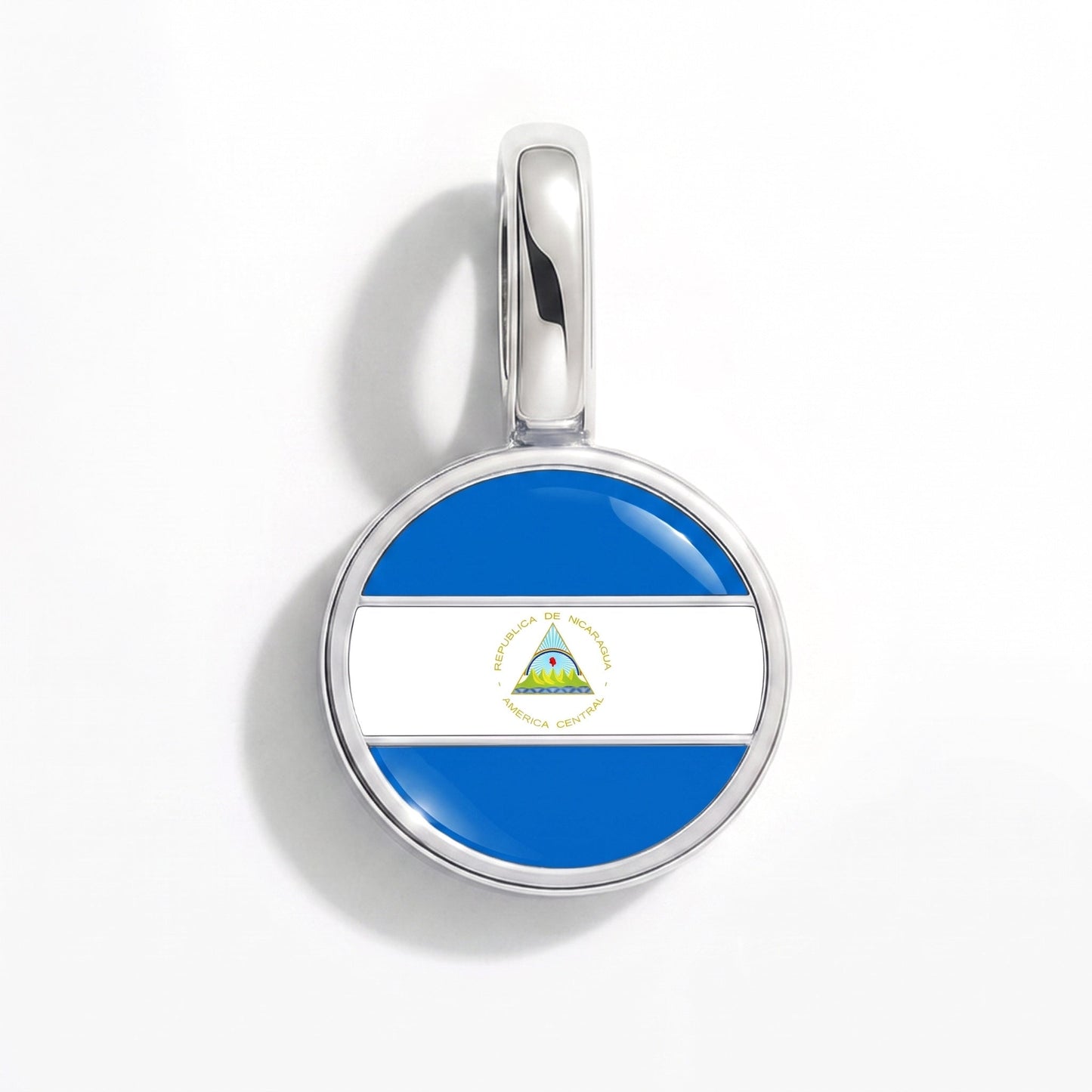Flag charm Nicaragua – rectangular silver