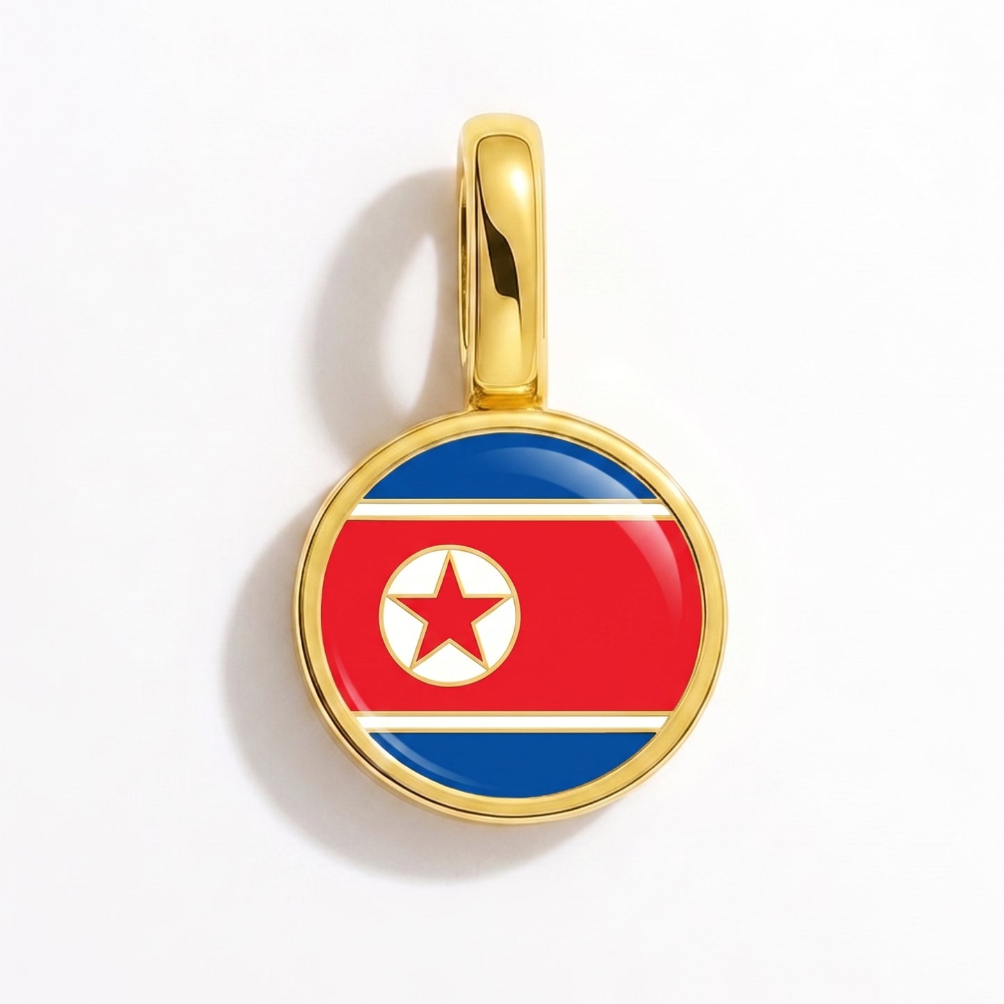Flag charm North Korea – round gold