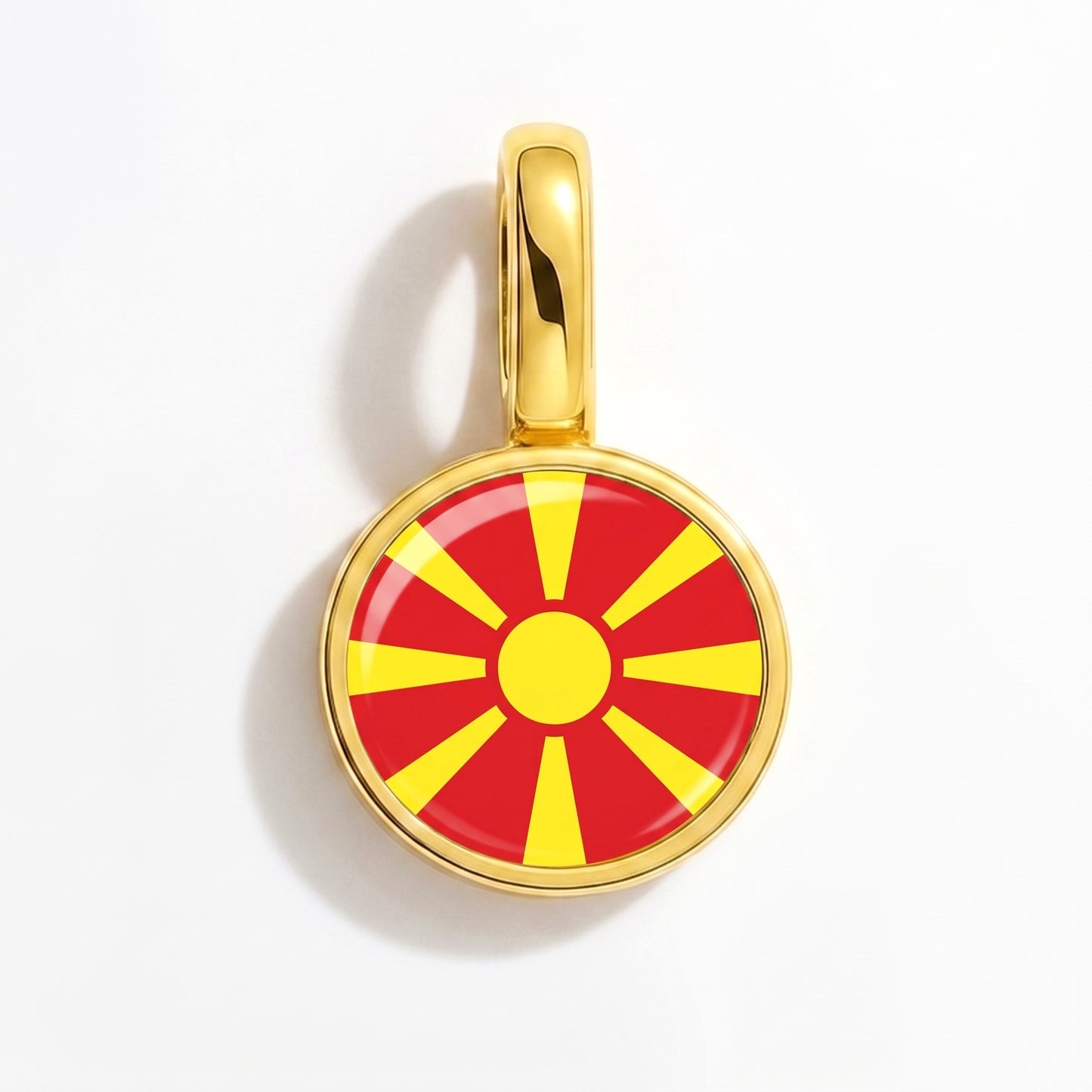 Flag charm North Macedonia – round gold