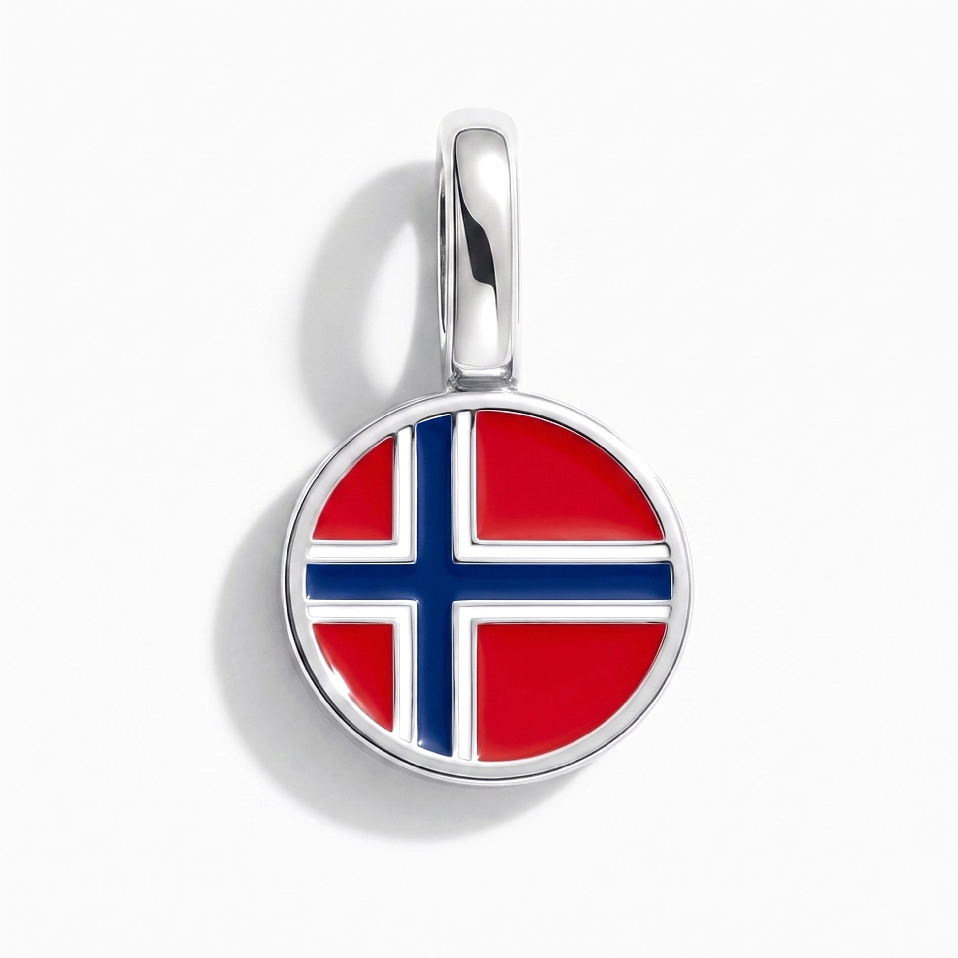 Flag charm Norway – round silver