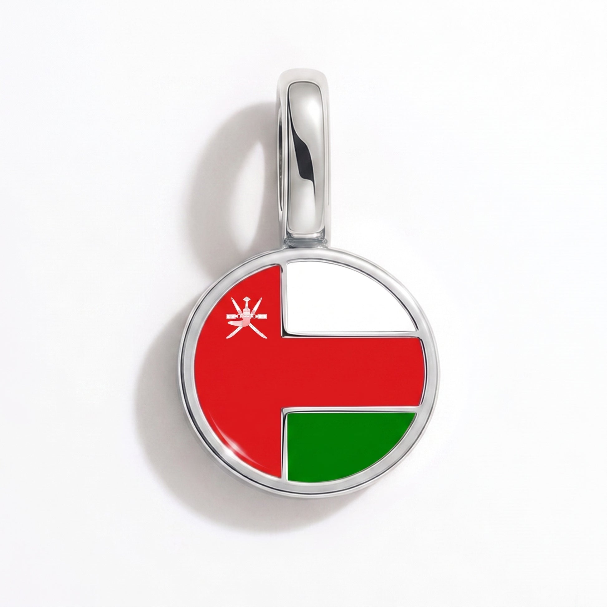 Flag charm Oman – round silver