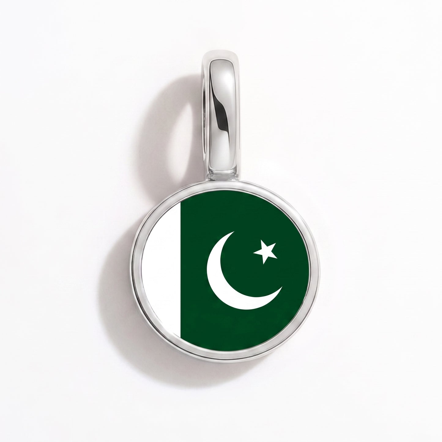 Flag charm Pakistan – round silver