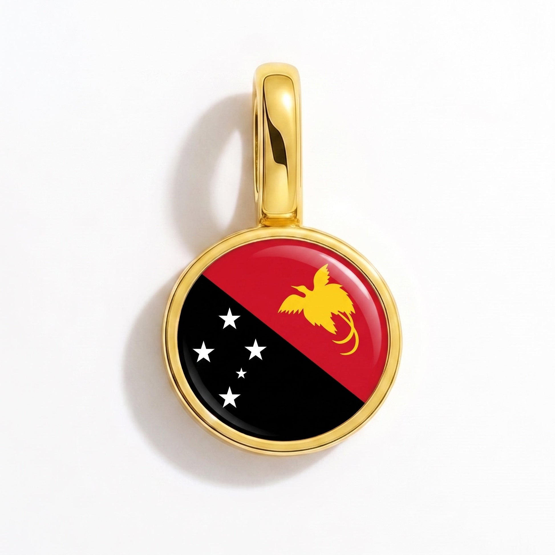Flag charm Papua New Guinea – rectangular gold