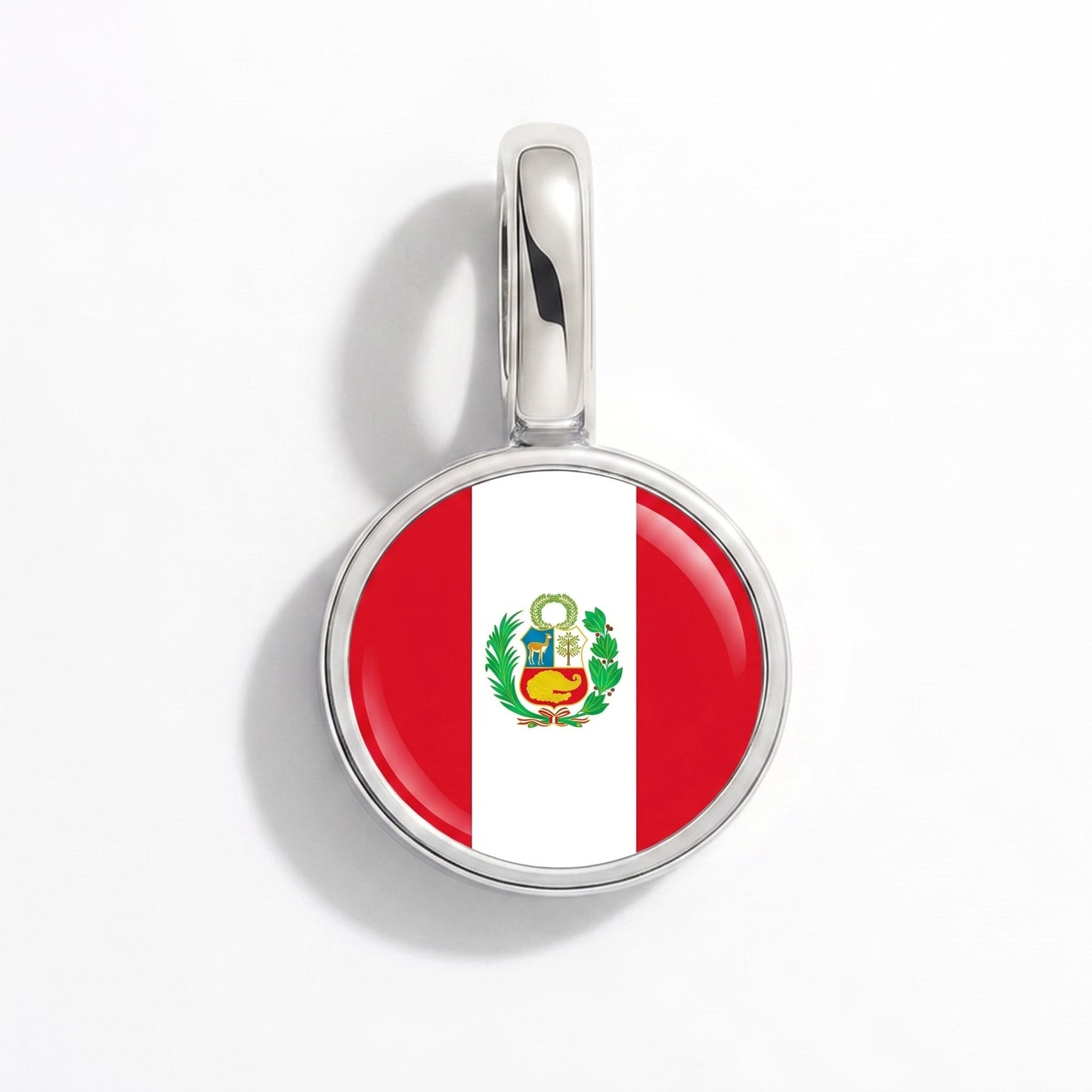 Flag charm Peru – rectangular silver