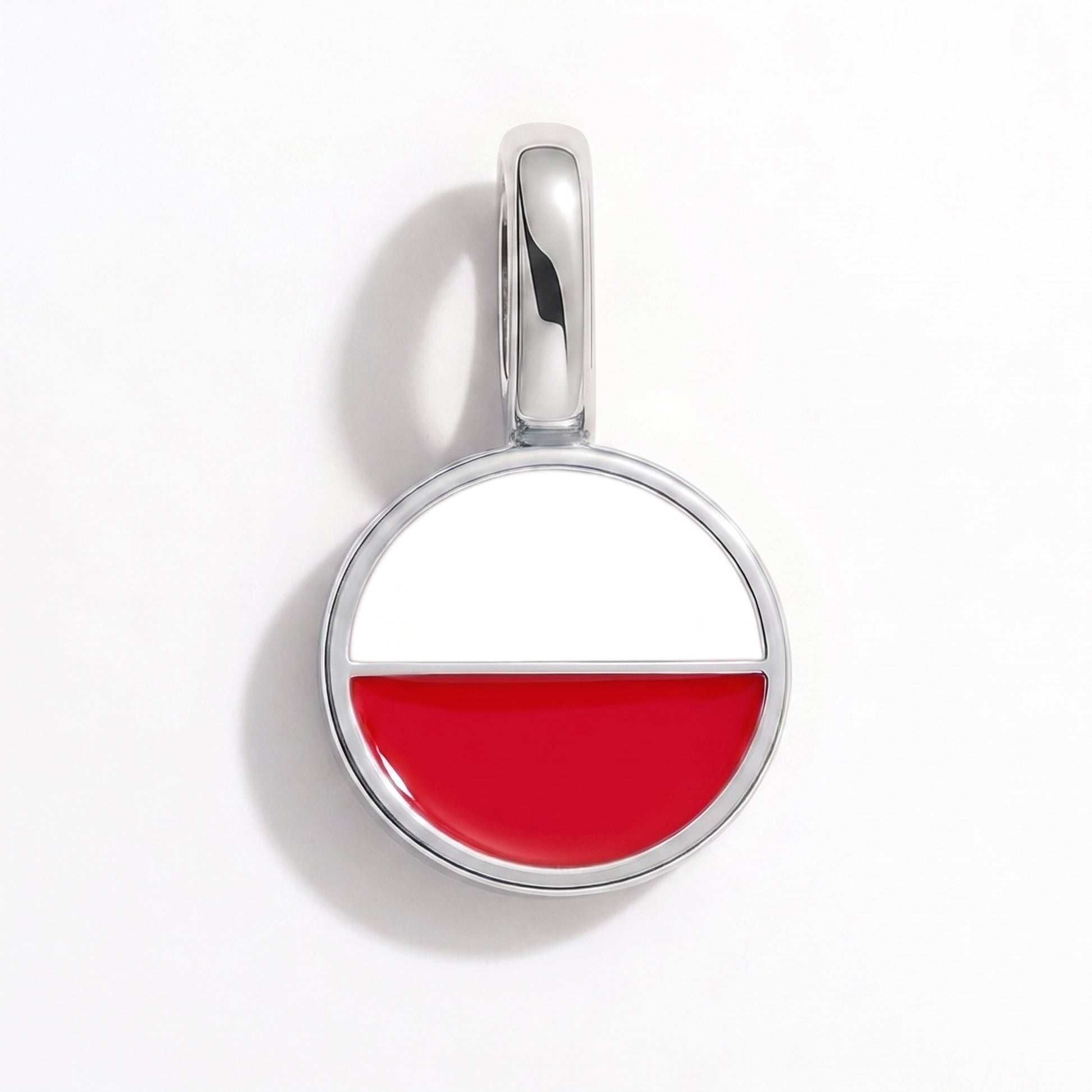 Flag charm Poland – round silver