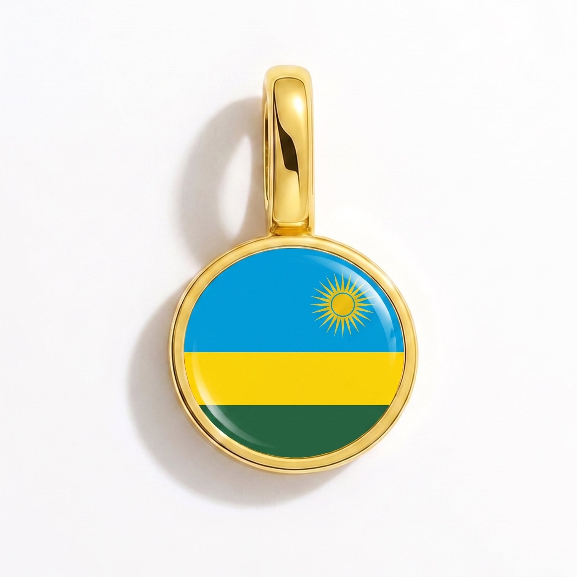 Flag charm Rwanda – rectangular gold