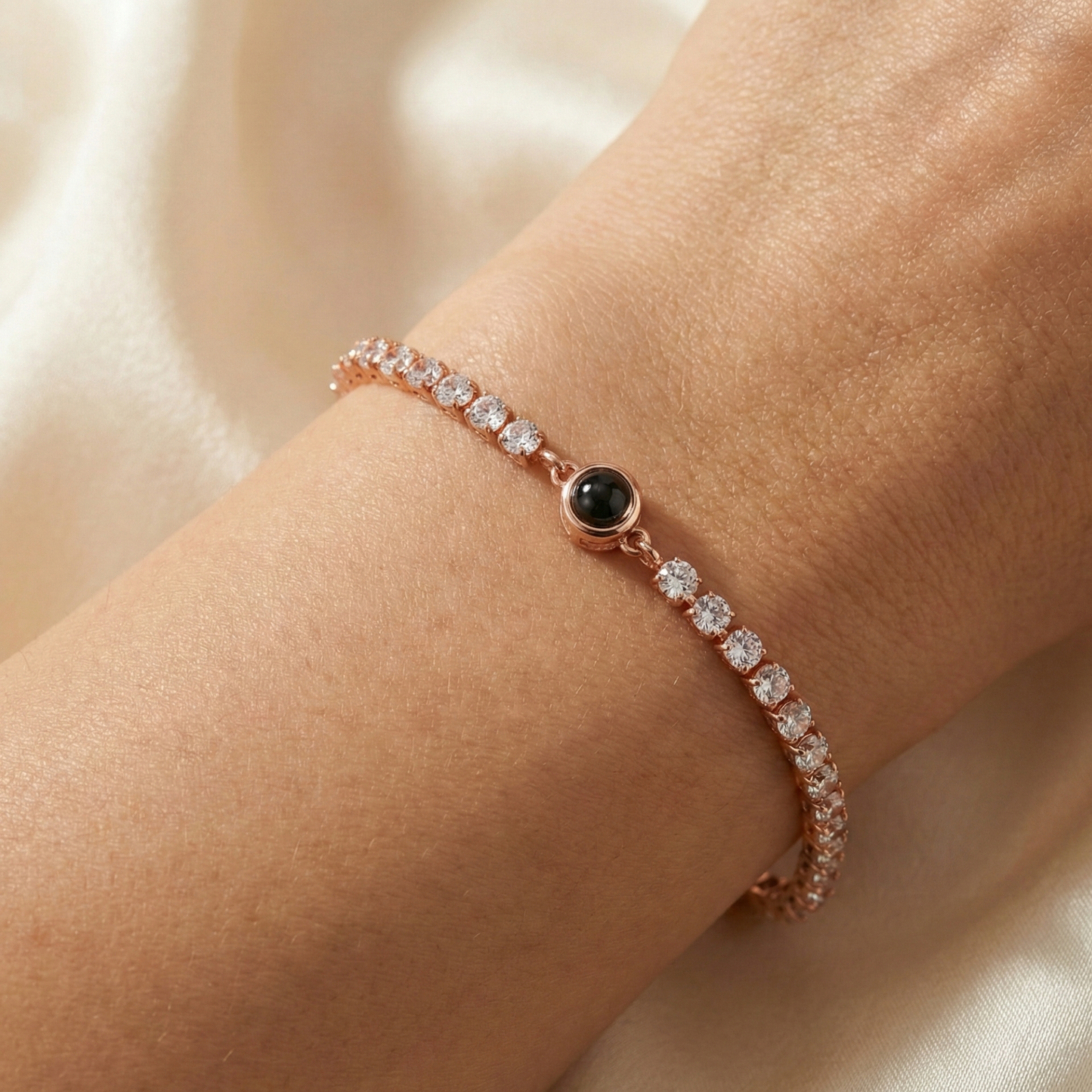 Personalised Photo Bracelet with your Own Photo - Tennis Zirconia
