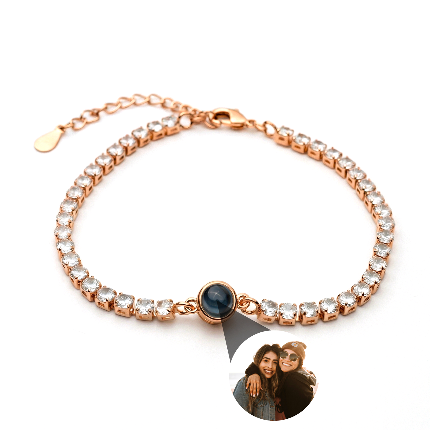 Personalised Photo Bracelet with your Own Photo - Tennis Zirconia