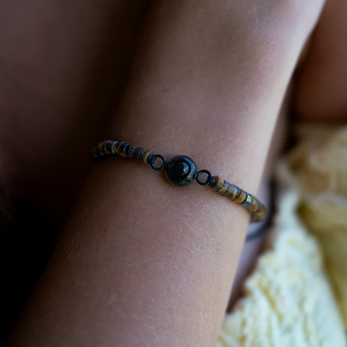 Personalised photo bracelet with your photo - Heishi Gemstone