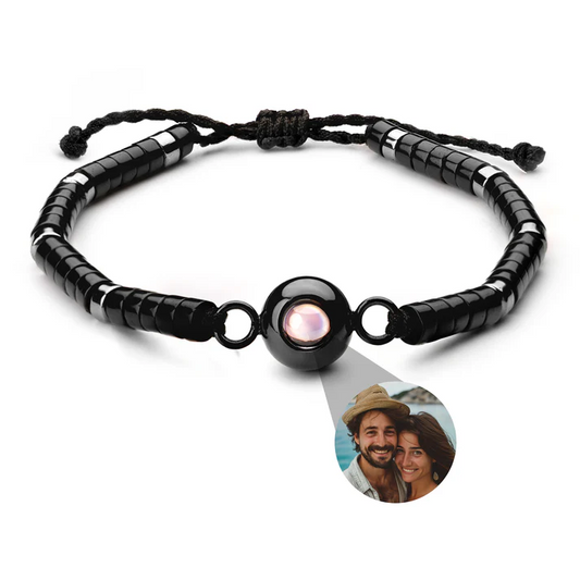 Personalised photo bracelet with your photo - Heishi Gemstone