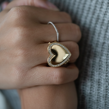 Locket Ring with Photo - Heart