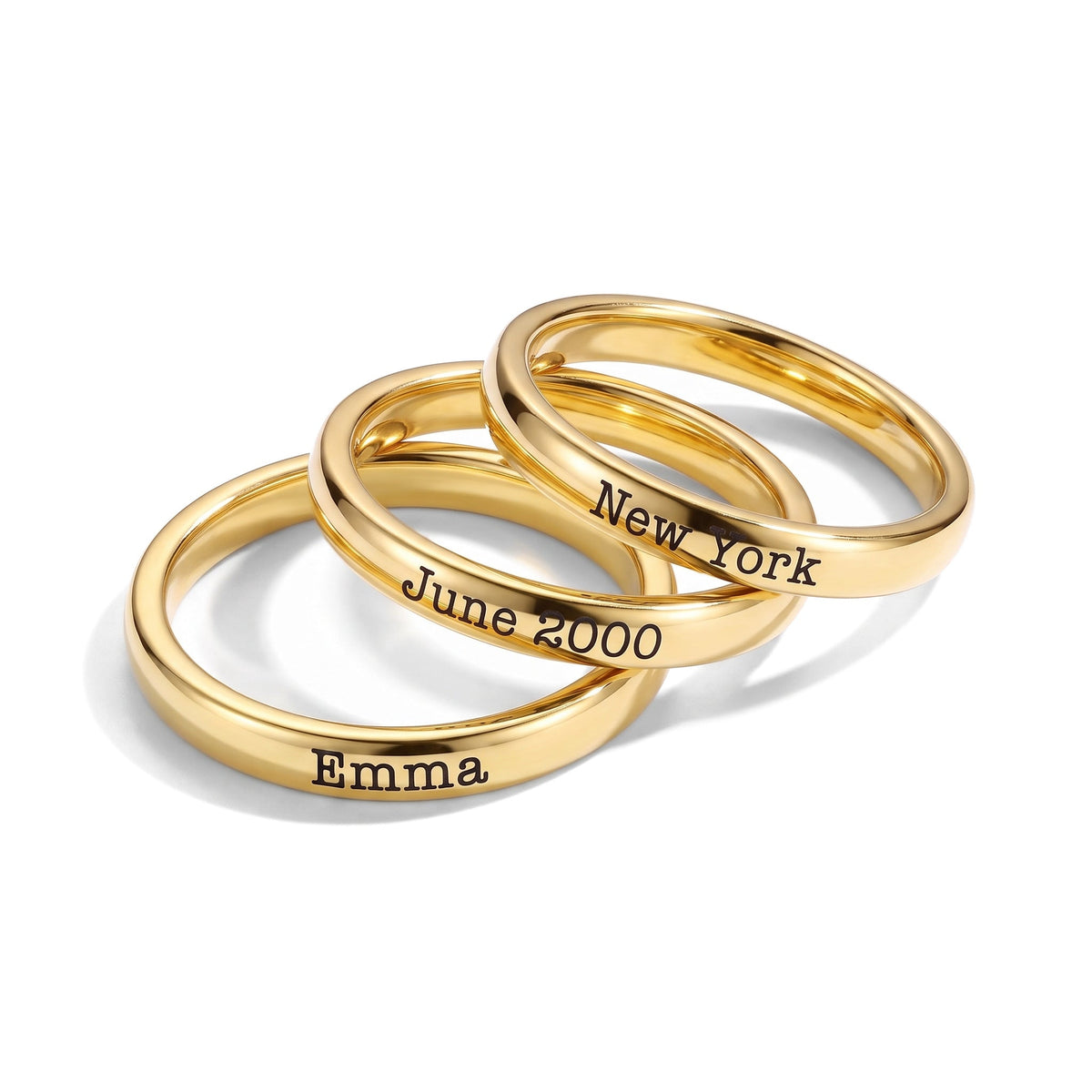 Tiny Stackable Name Ring – Gold – Product photo