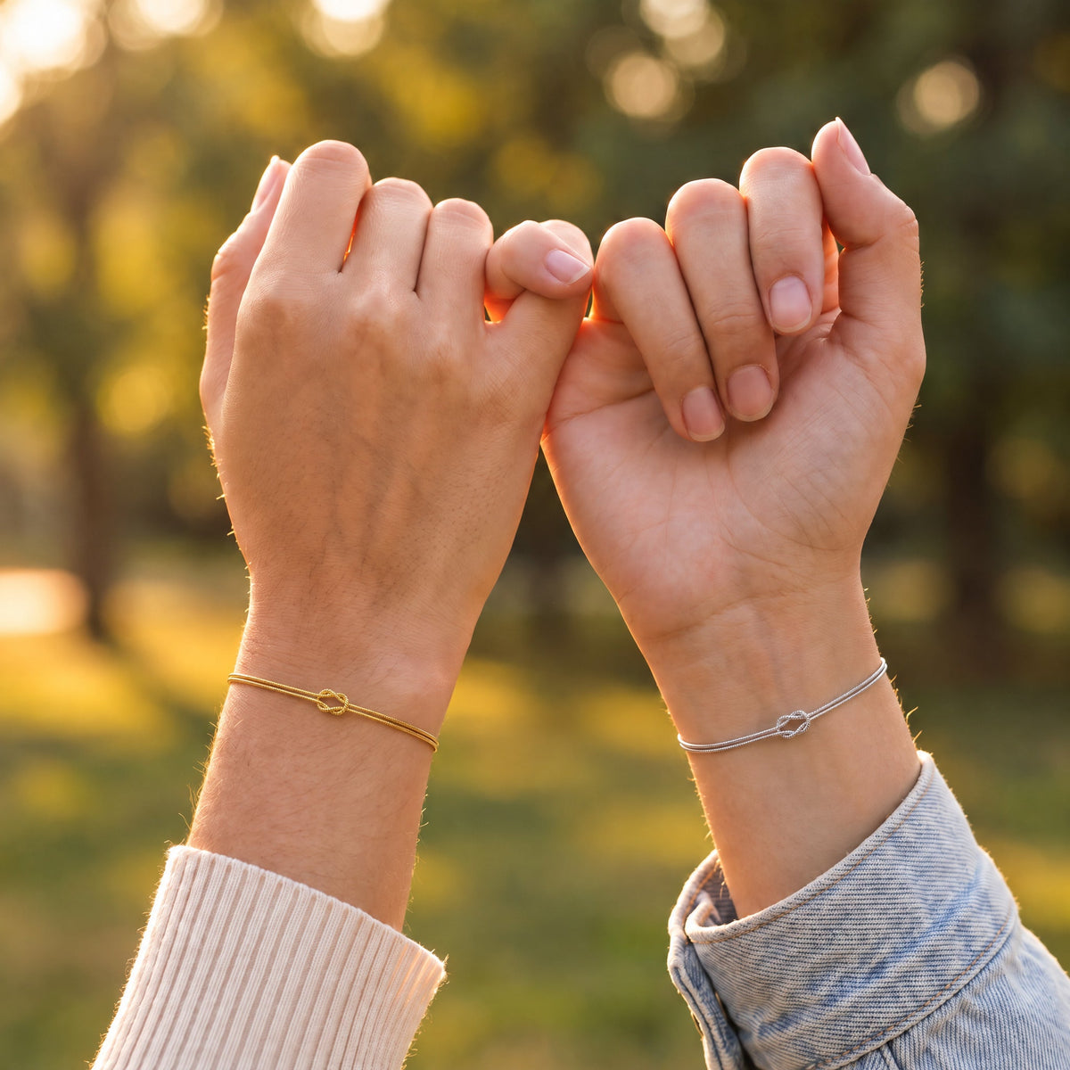 Forever Knot Bracelet – Gold & Silver – worn by best friends, pinky promise