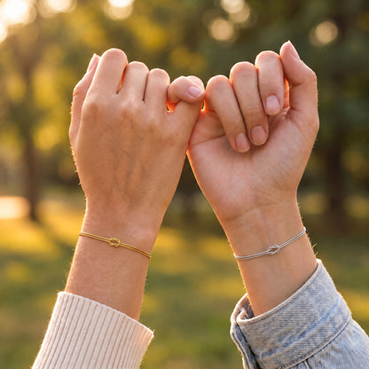 Forever Knot Bracelet – Gold & Silver – worn by best friends, pinky promise