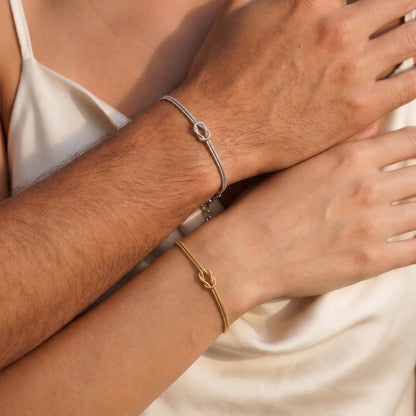 Forever Knot Bracelet – Gold & Silver – worn, close-up 2