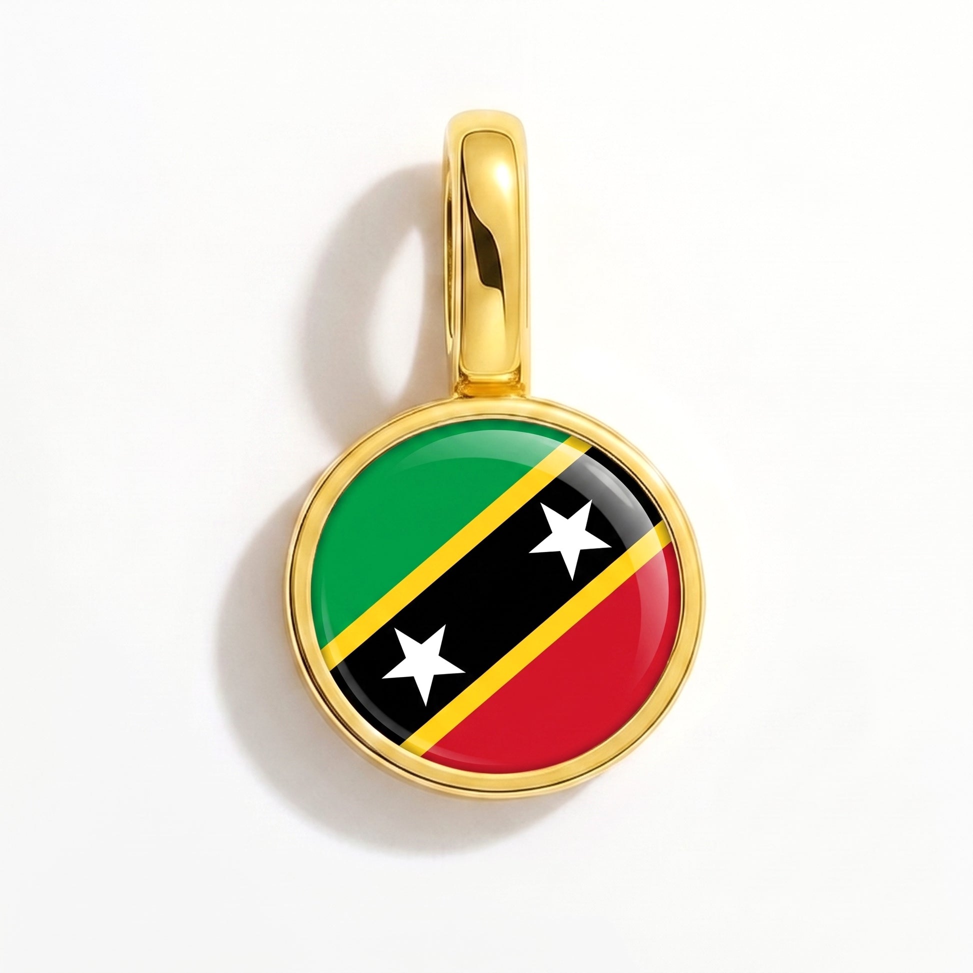 Flag charm Saint Kitts and Nevis – round gold