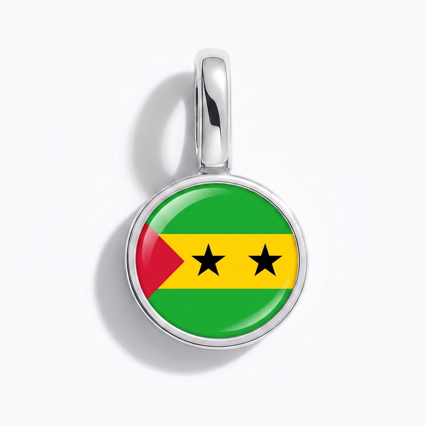 Flag charm Sao Tome and Principe – rectangular silver