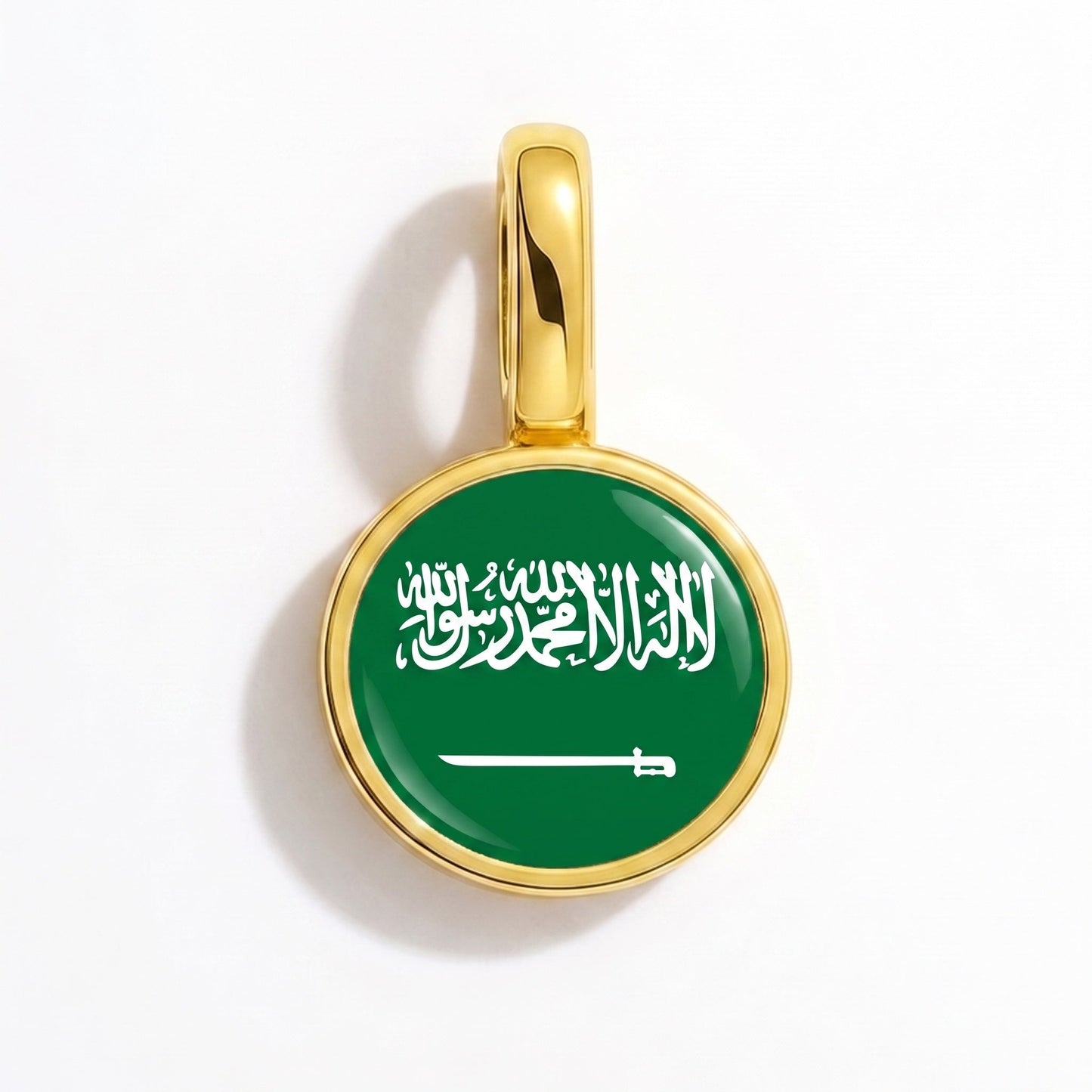 Flag charm Saudi Arabia – rectangular gold