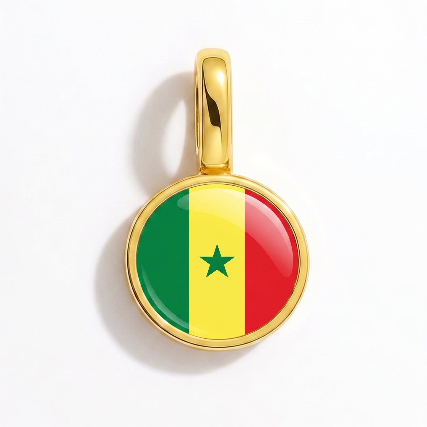 Flag charm Senegal – round gold