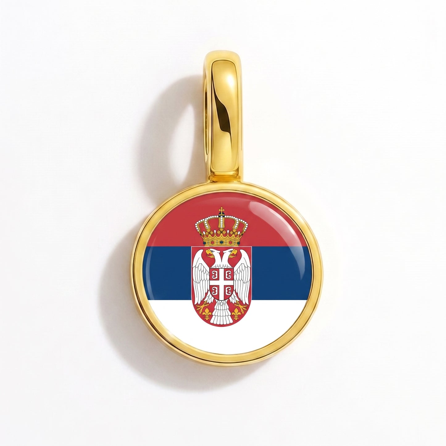 Flag charm Serbia – round gold