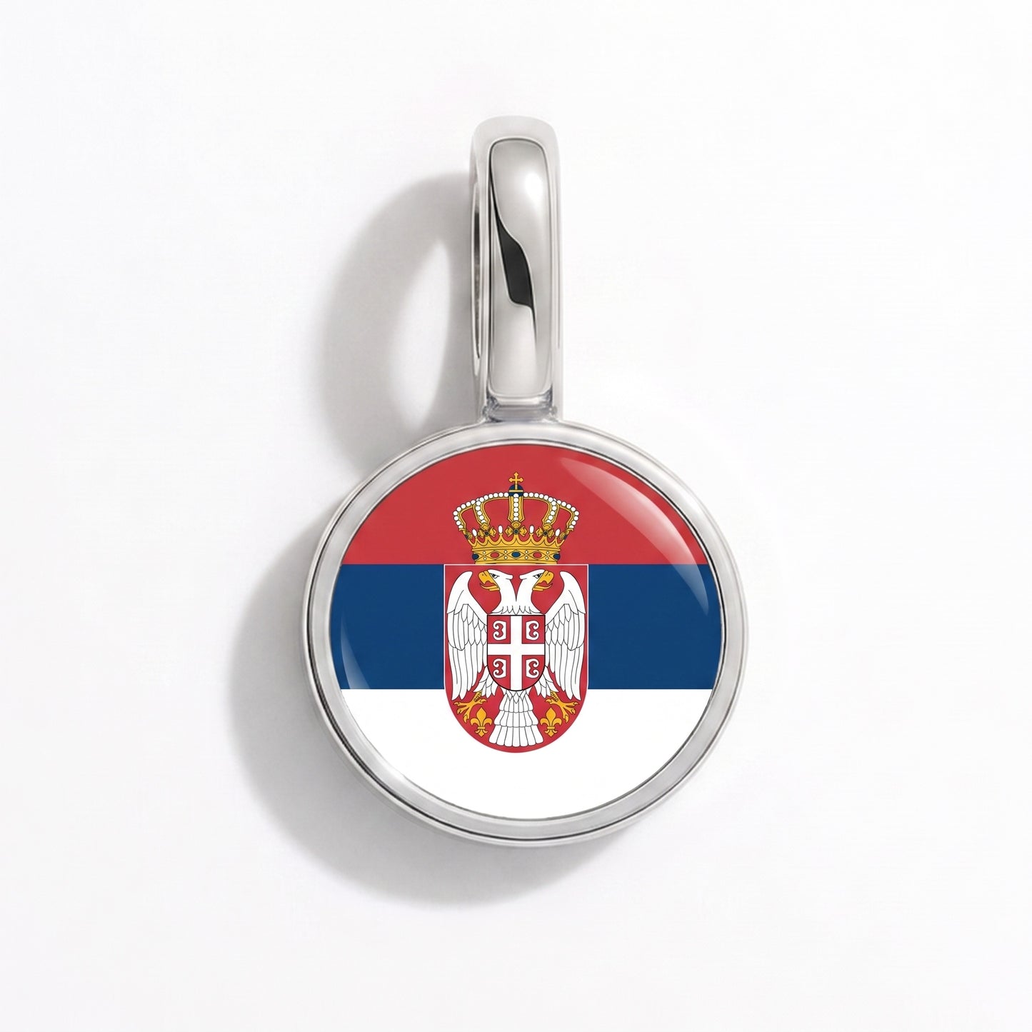 Flag charm Serbia – round silver