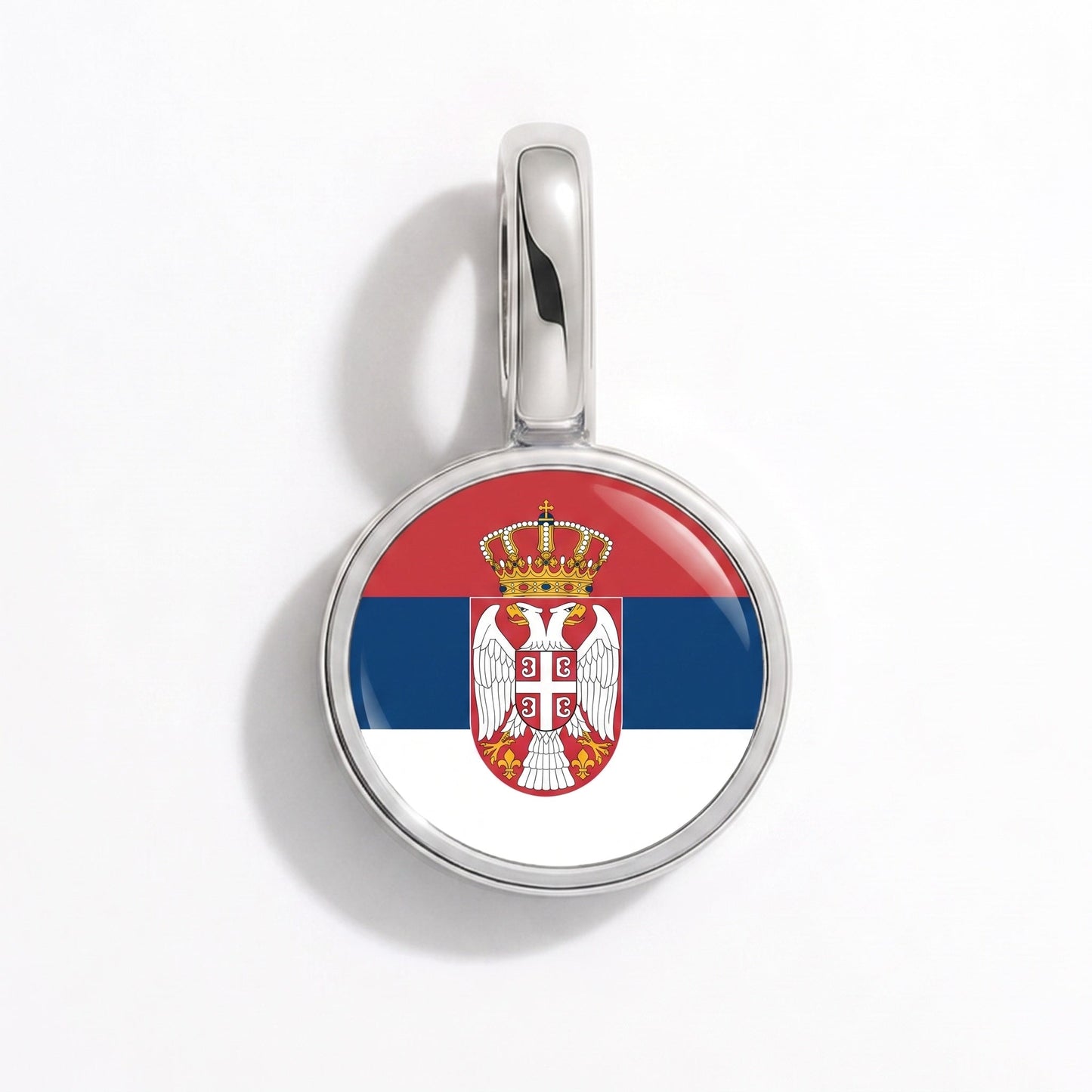 Flag charm Serbia – rectangular silver