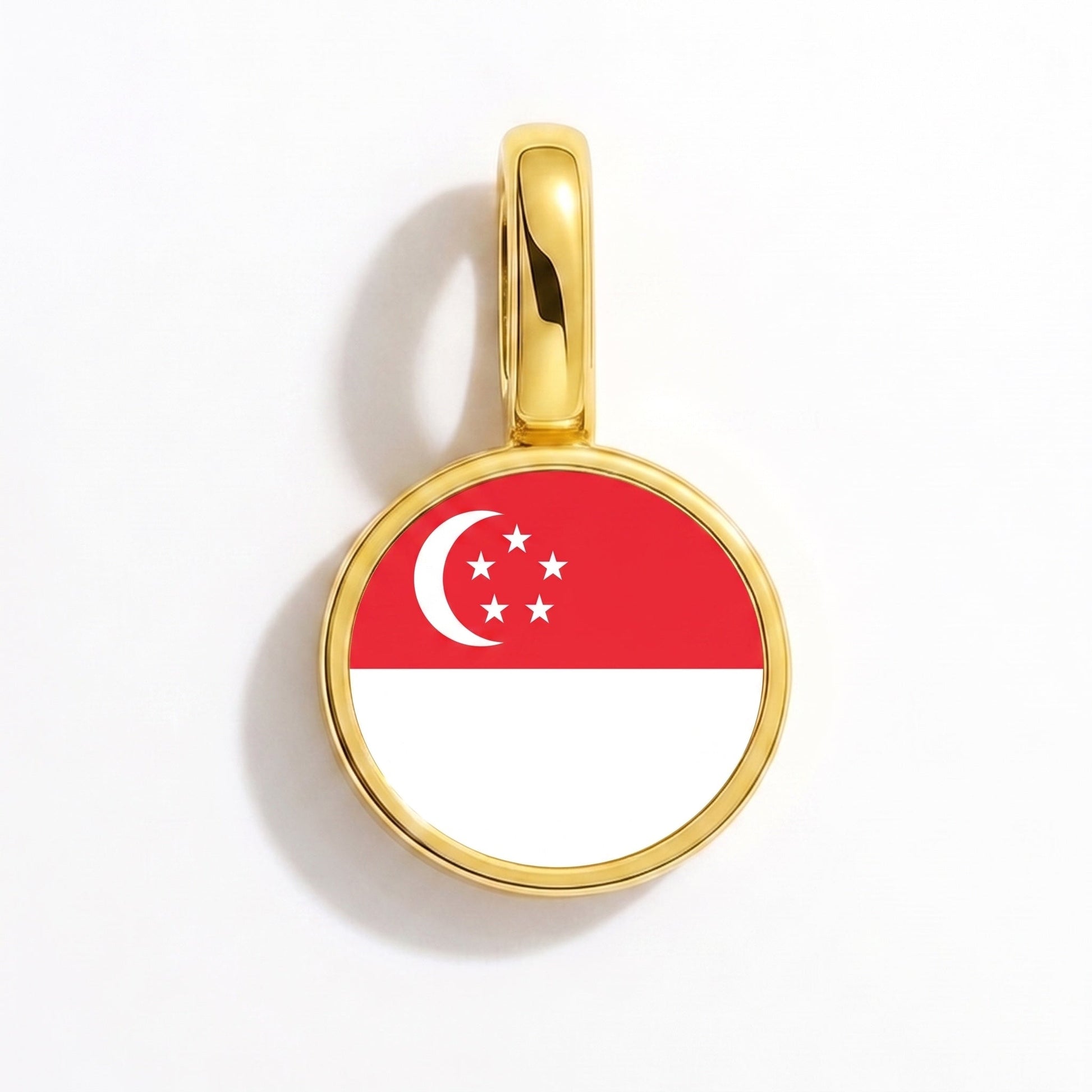 Flag charm Singapore – rectangular gold
