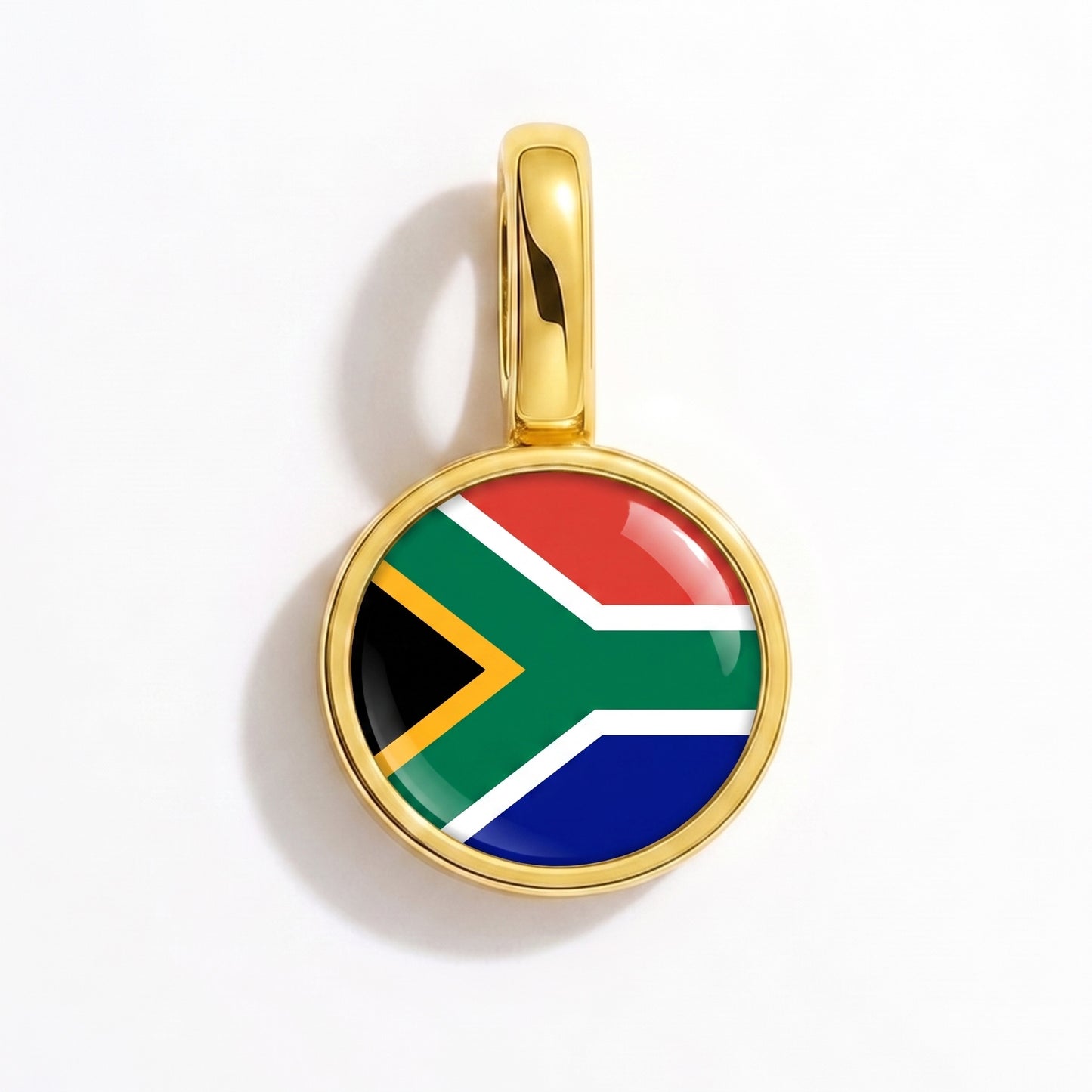 Flag charm South Africa – round gold