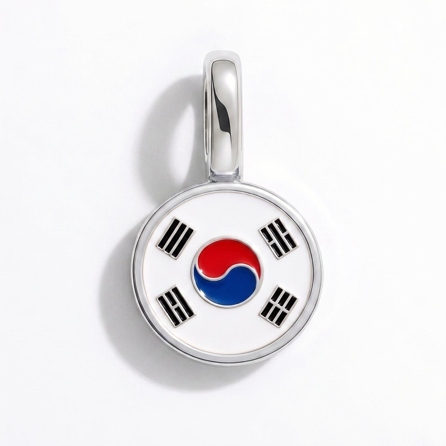 Flag charm South Korea – rectangular silver