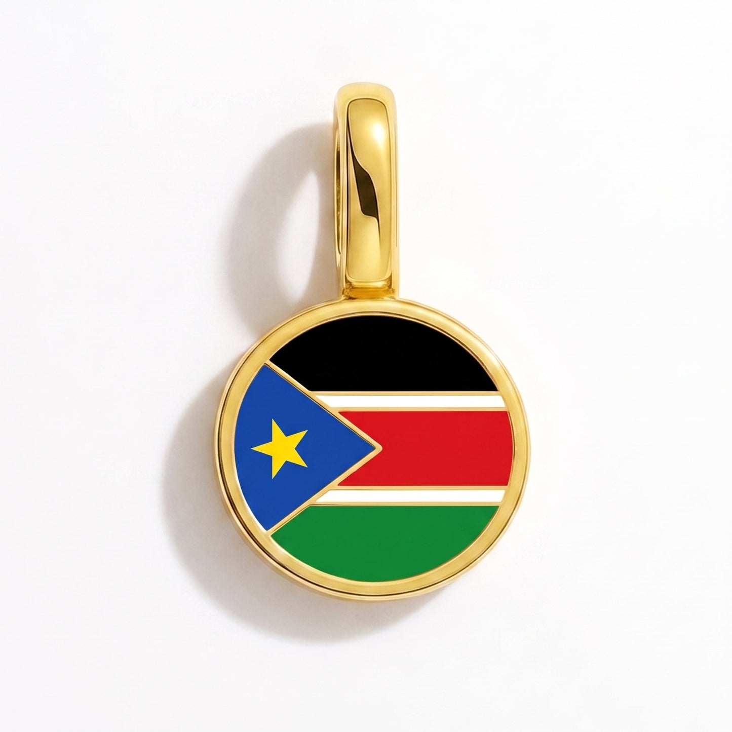 Flag charm South Sudan – rectangular gold