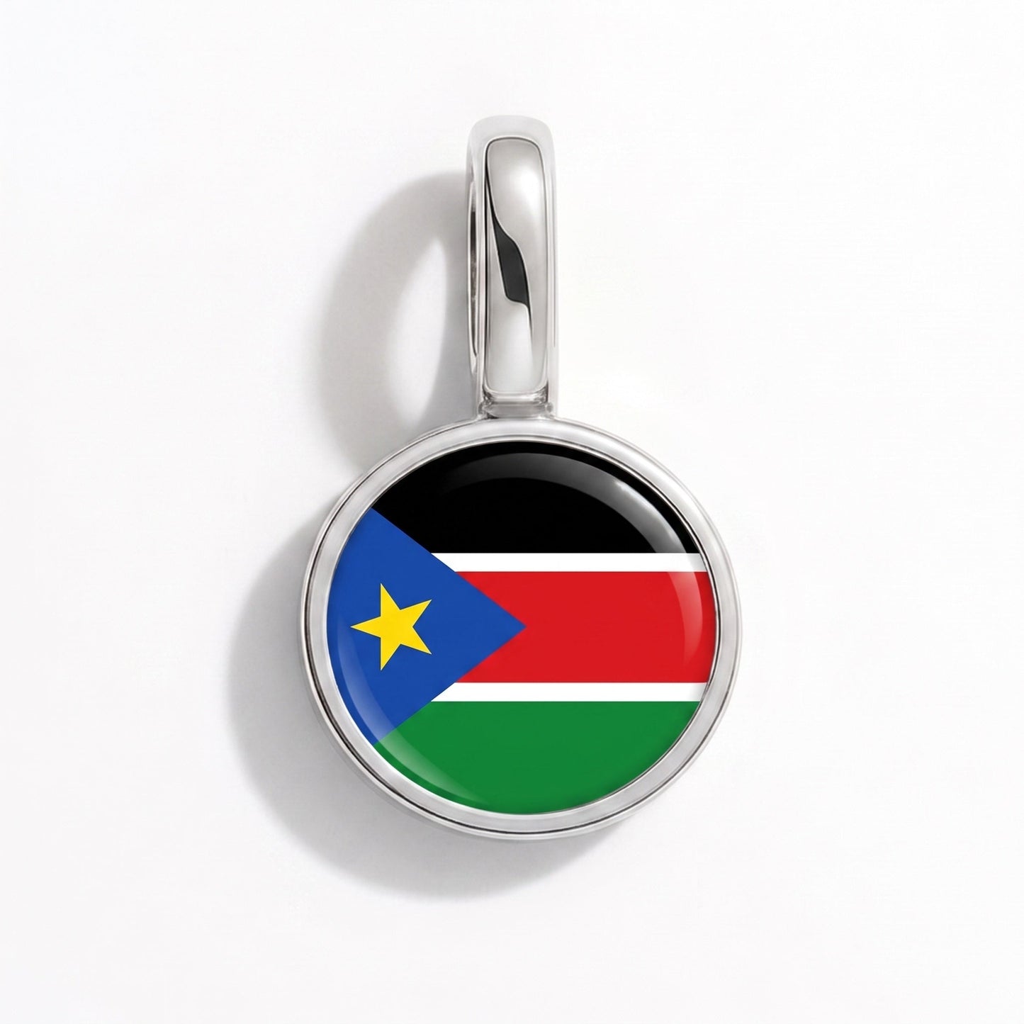 Flag charm South Sudan – rectangular silver