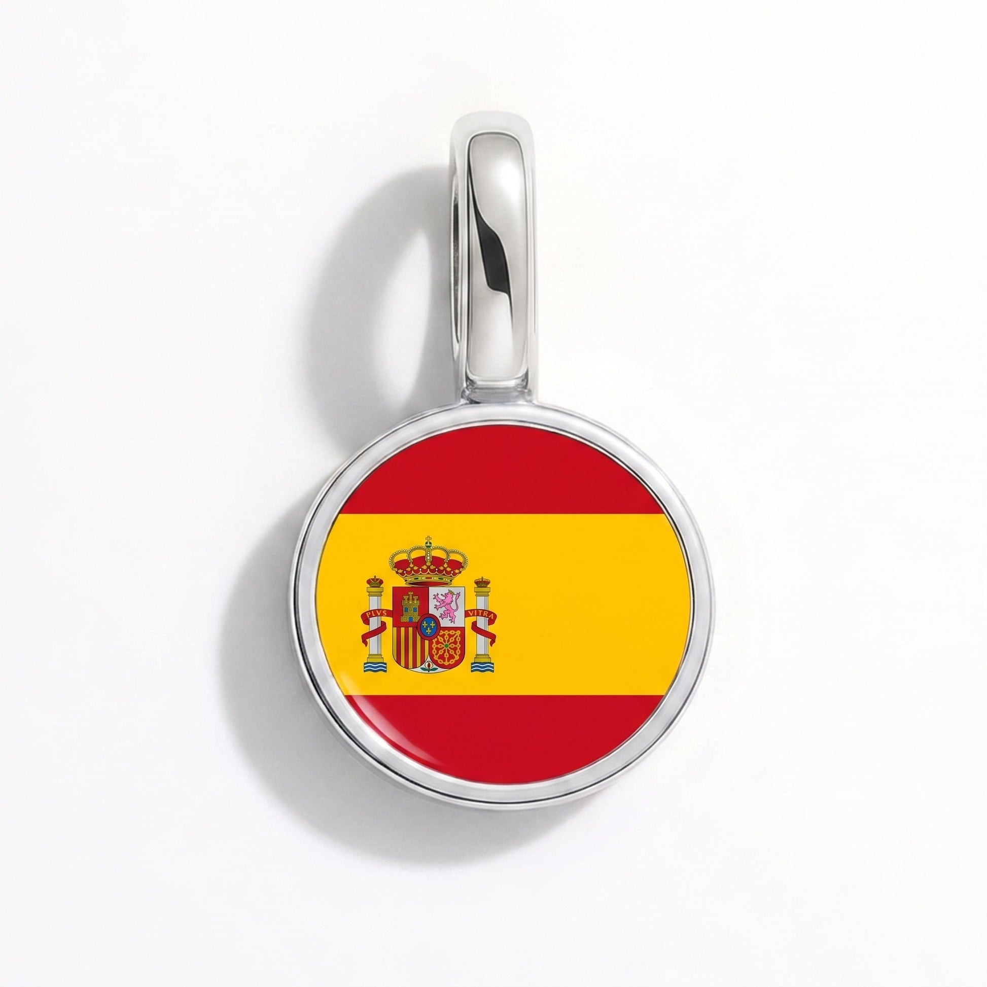 Flag charm Spain – rectangular silver