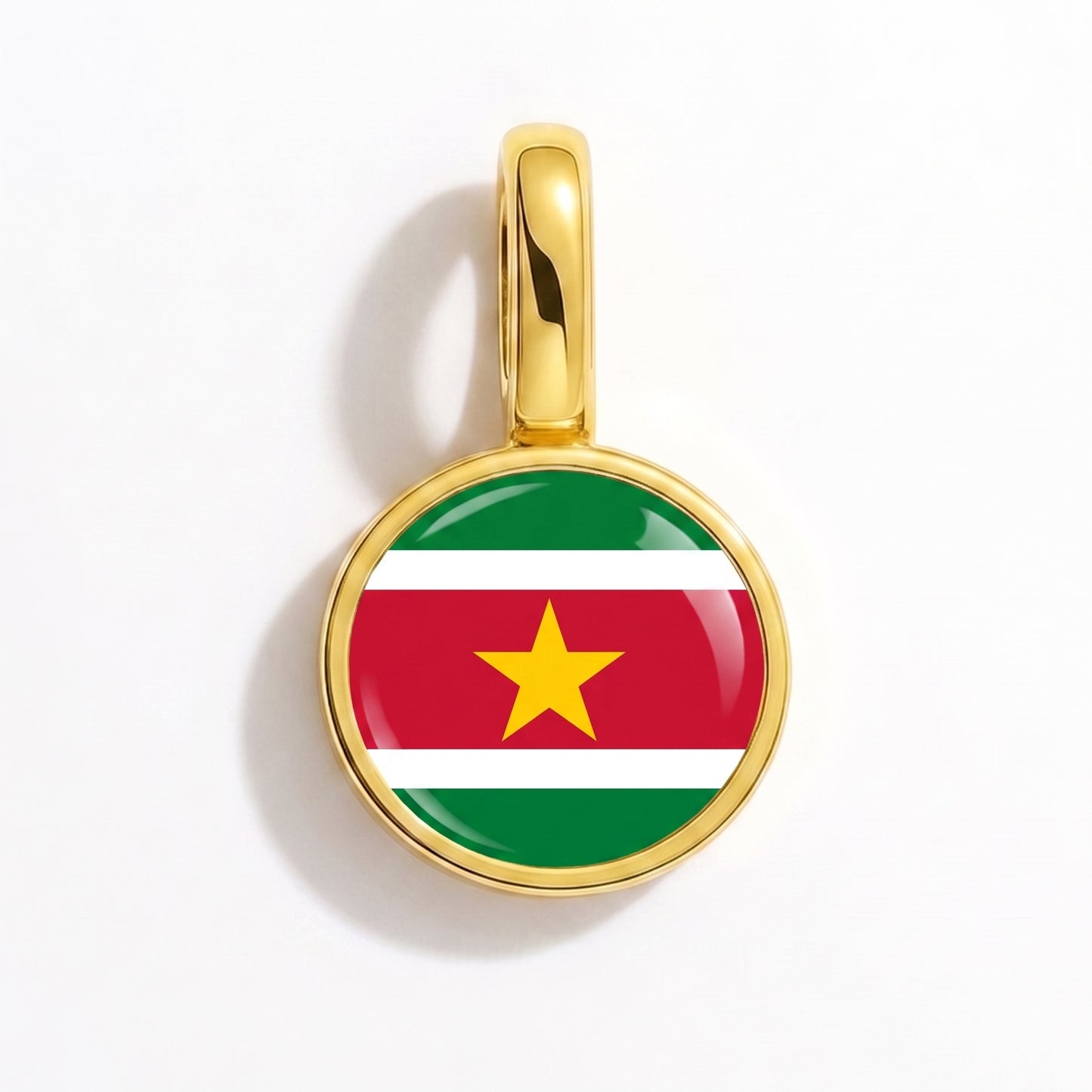 Flag charm Suriname – round gold