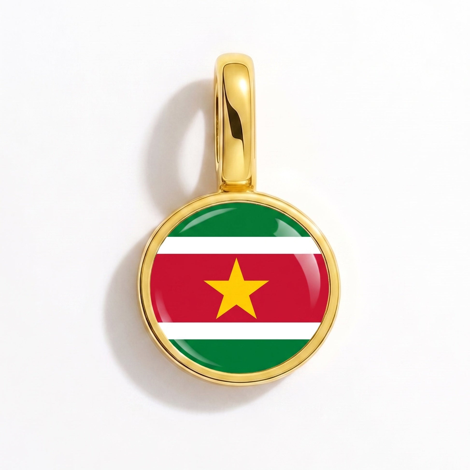 Flag charm Suriname – rectangular gold